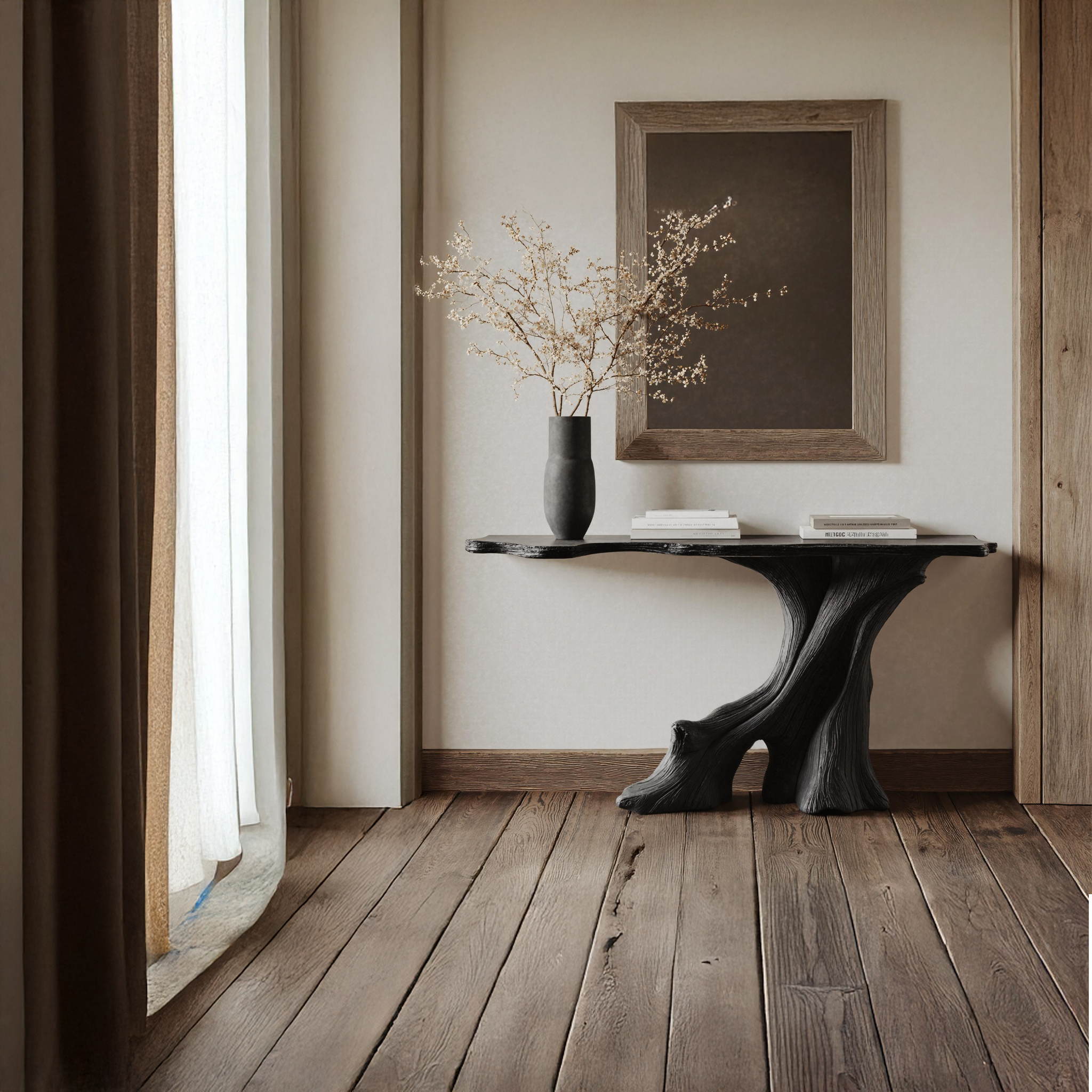 Modern Black Wood Console Table For Living Room Decor SILDTCS160