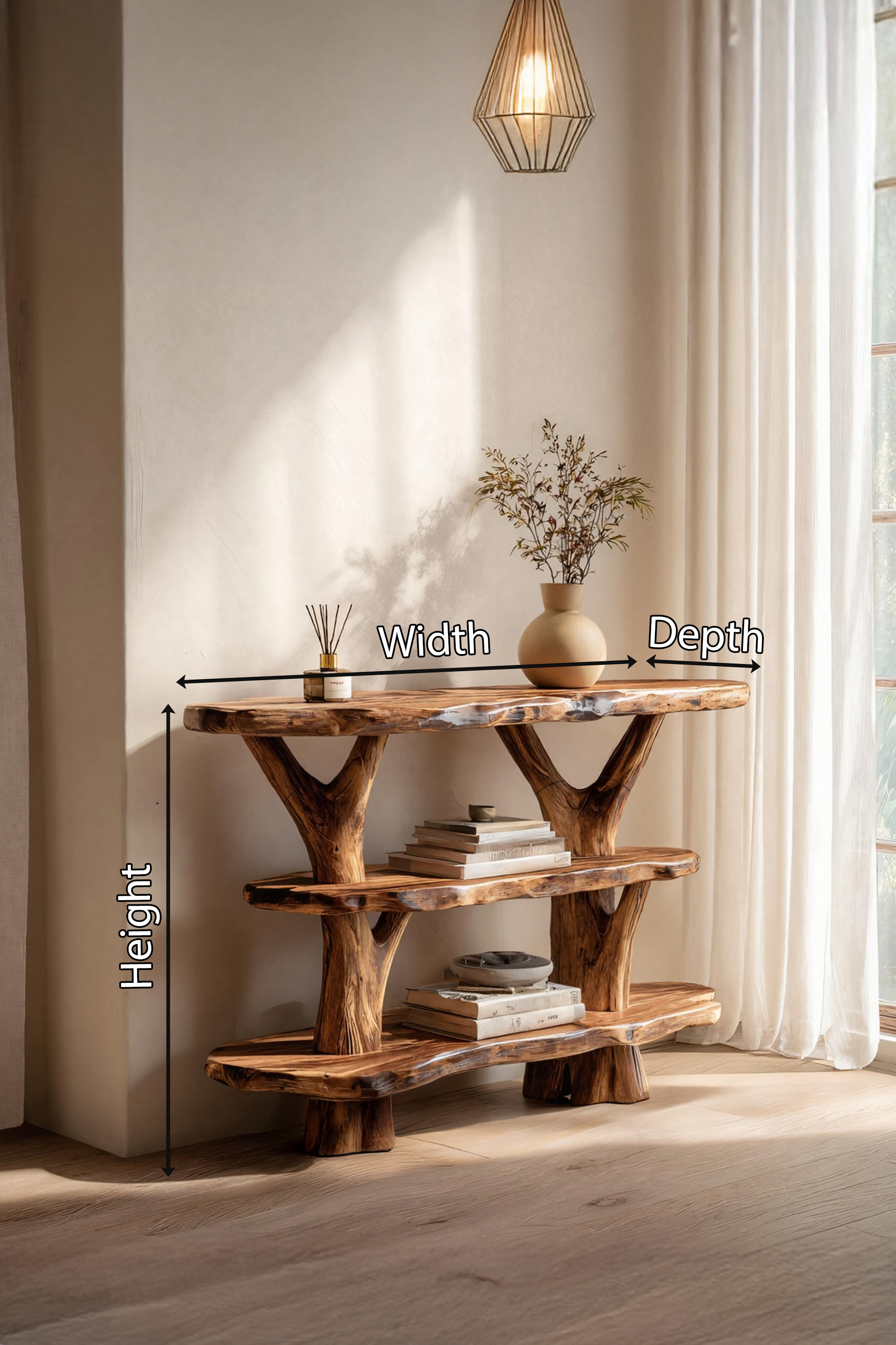 Mid Century Live Edge Entryway Table For Modern Rustic Living Room SILDTTNCS044