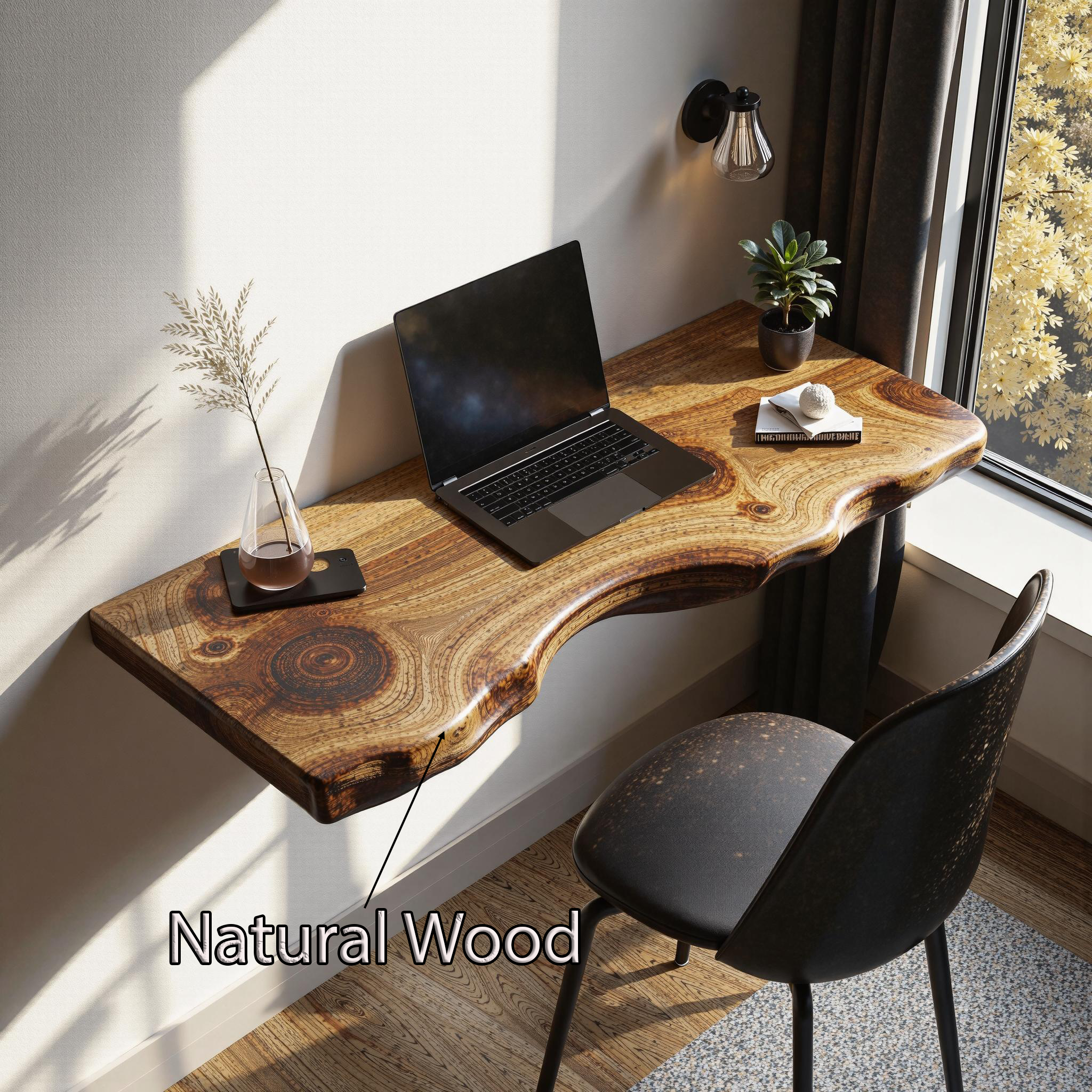 Rustic Solid Wood Floating Desk For Bedroom Furniture SILDTFLD002