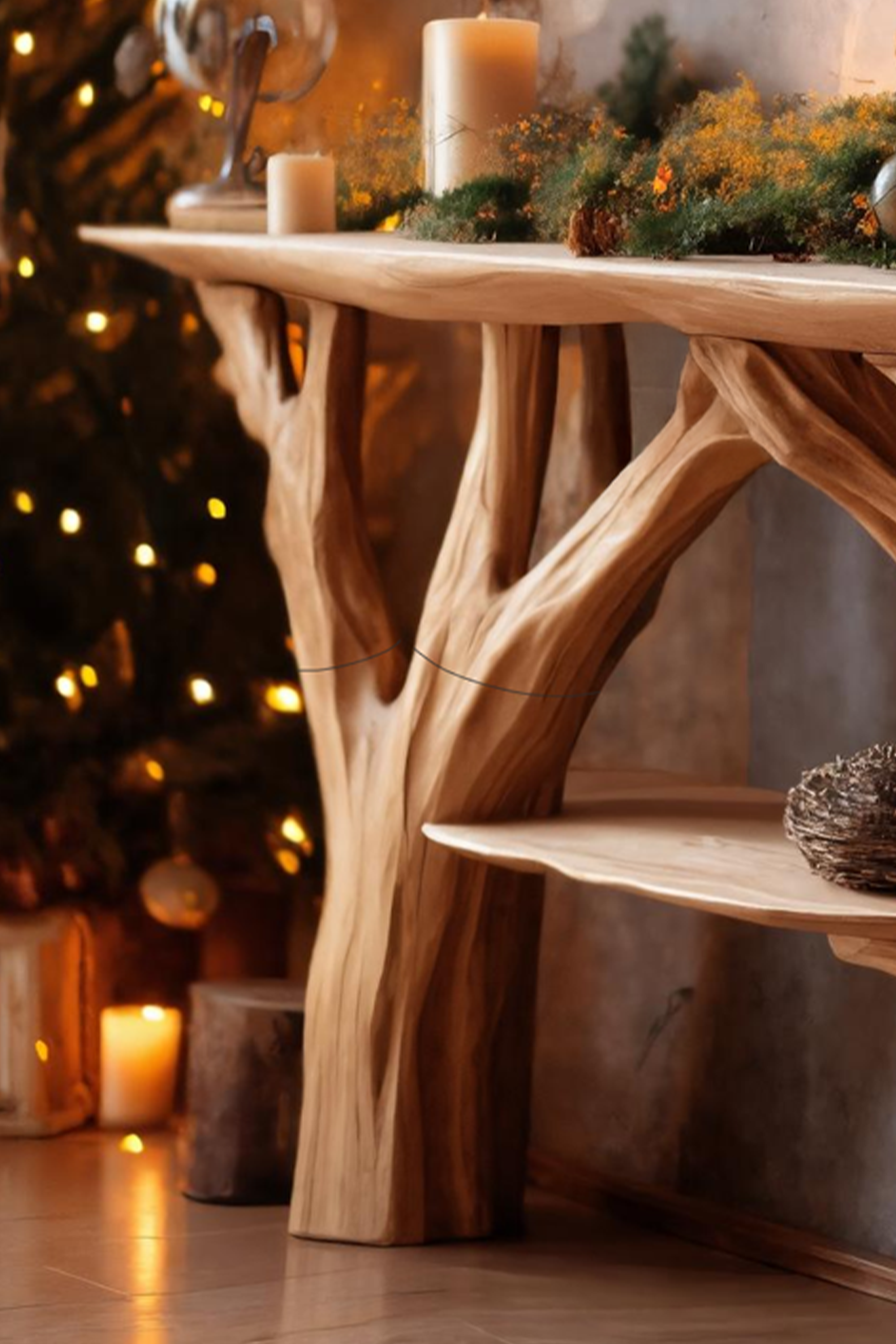 Handcrafted Wooden Console Table For Christmas Furniture Style SILDTTNCSC004