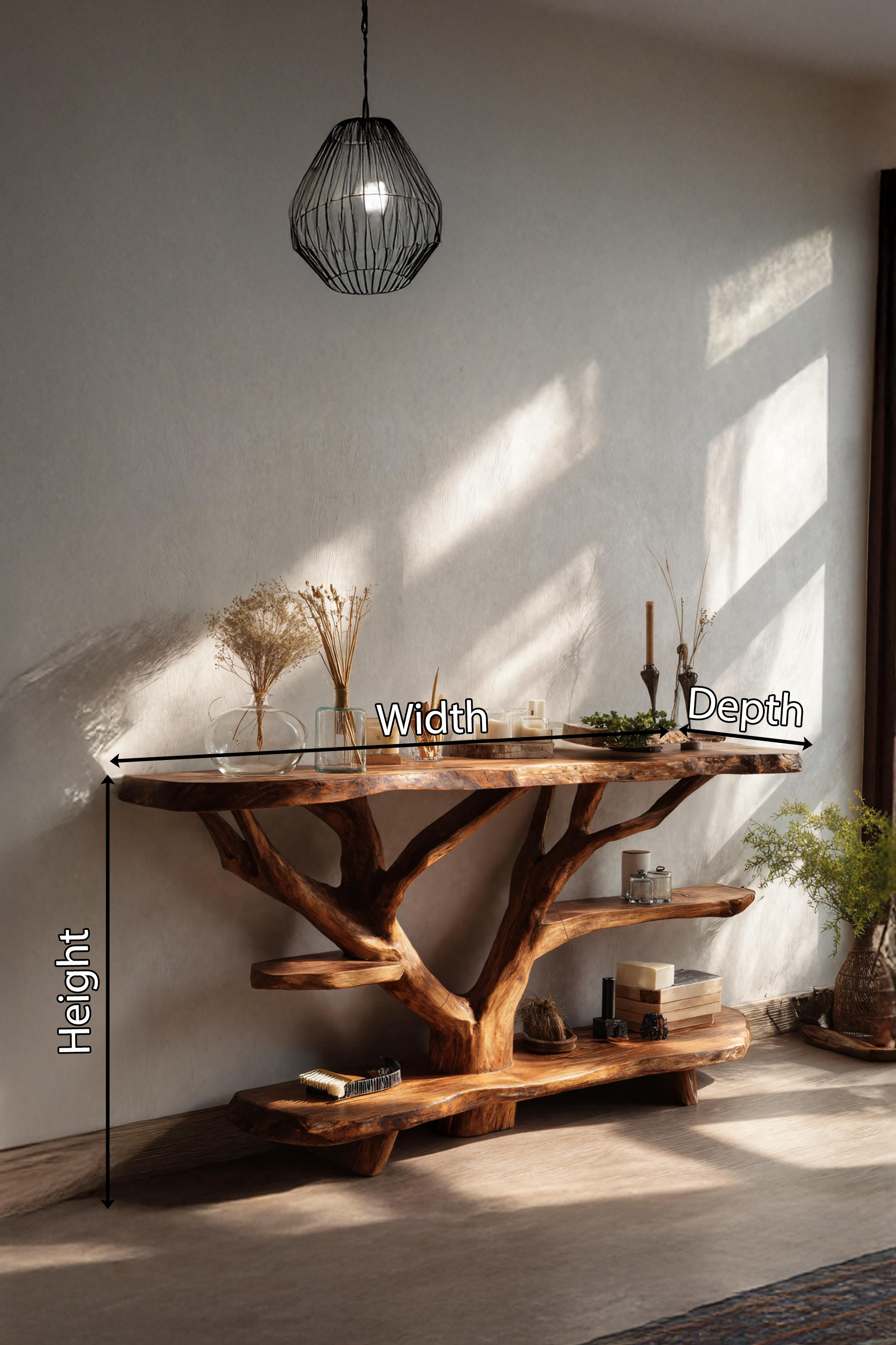 Mid Century Live Edge Entryway Table For Contemporary Bedroom Decor SILDTTNCS059