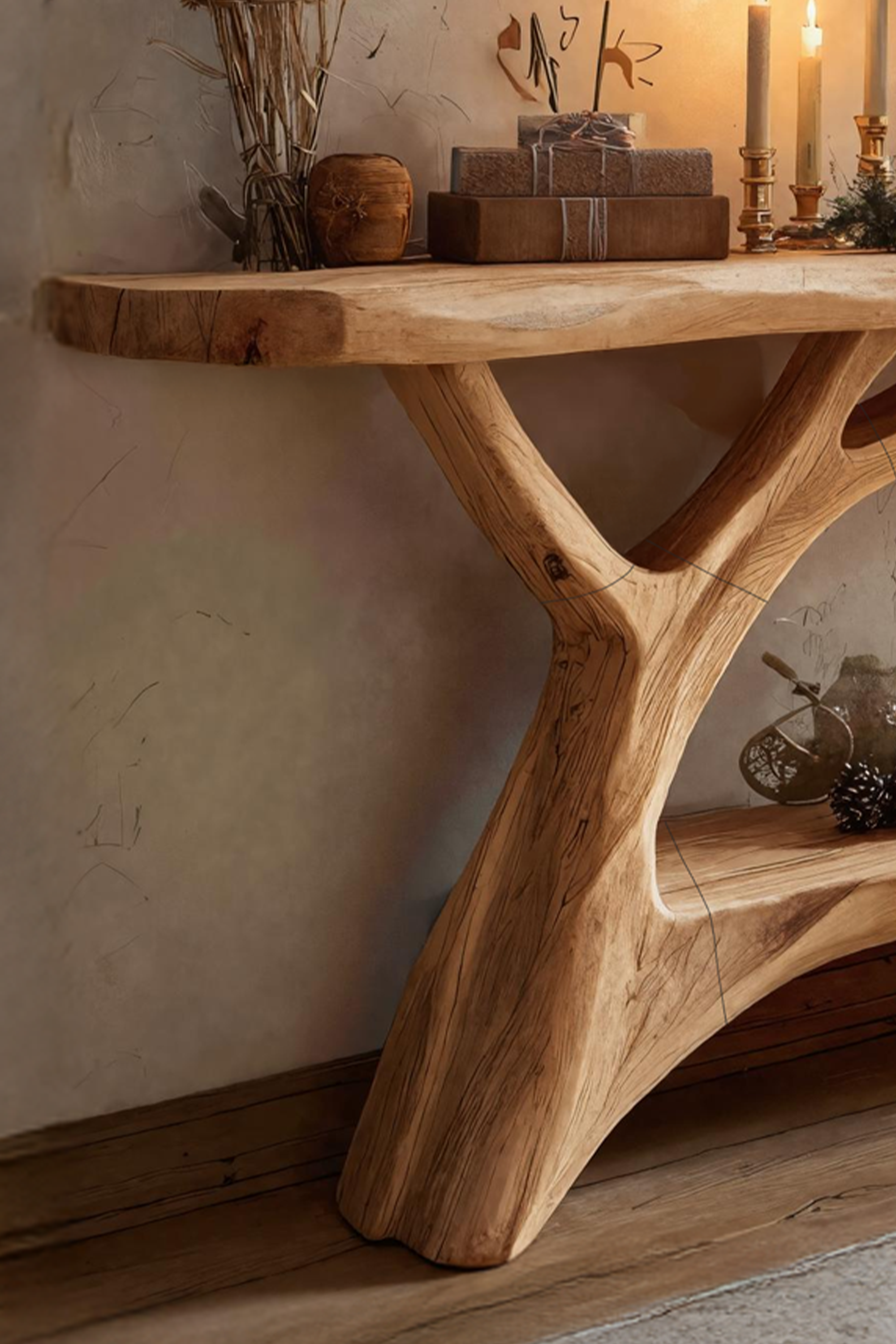 Mid Century Wooden Console Table For Christmas Entryway Decoration SILDTTNCSC010