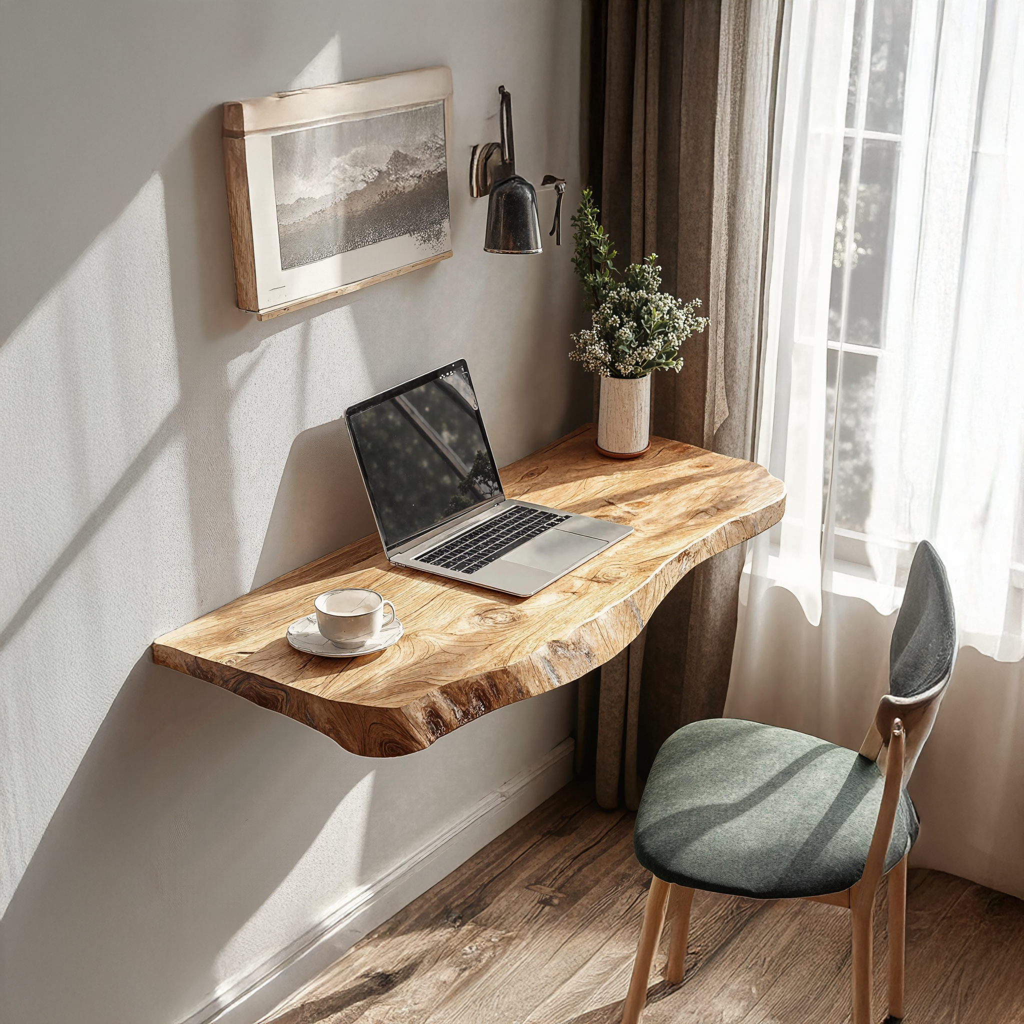 Rustic Wooden Floating Table For Serene Bedroom Inspiration SILDTTRFLD006