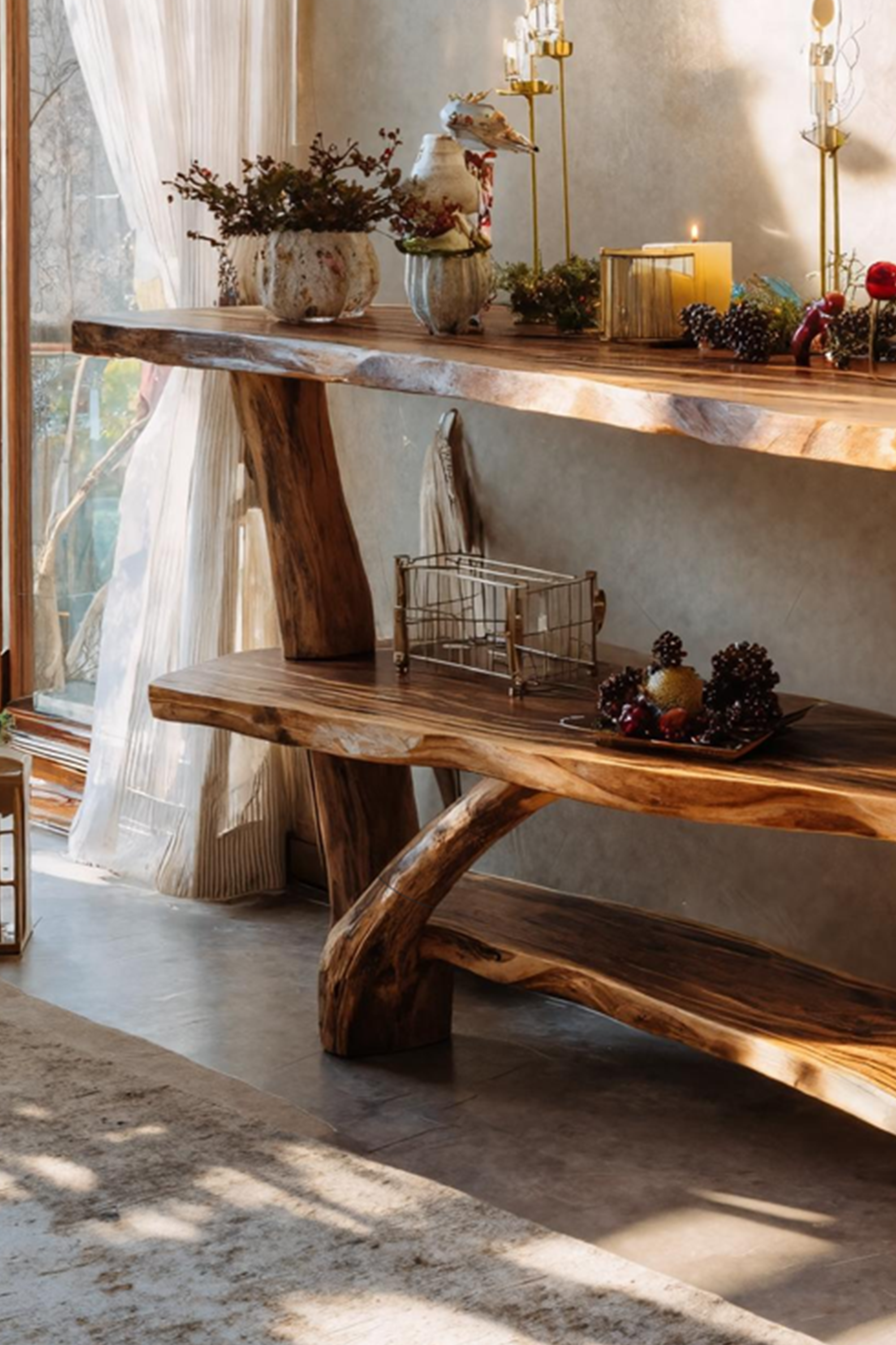 Farmhouse Wooden Console Table For Holiday Entryway Living Room SILDTTNCSC013