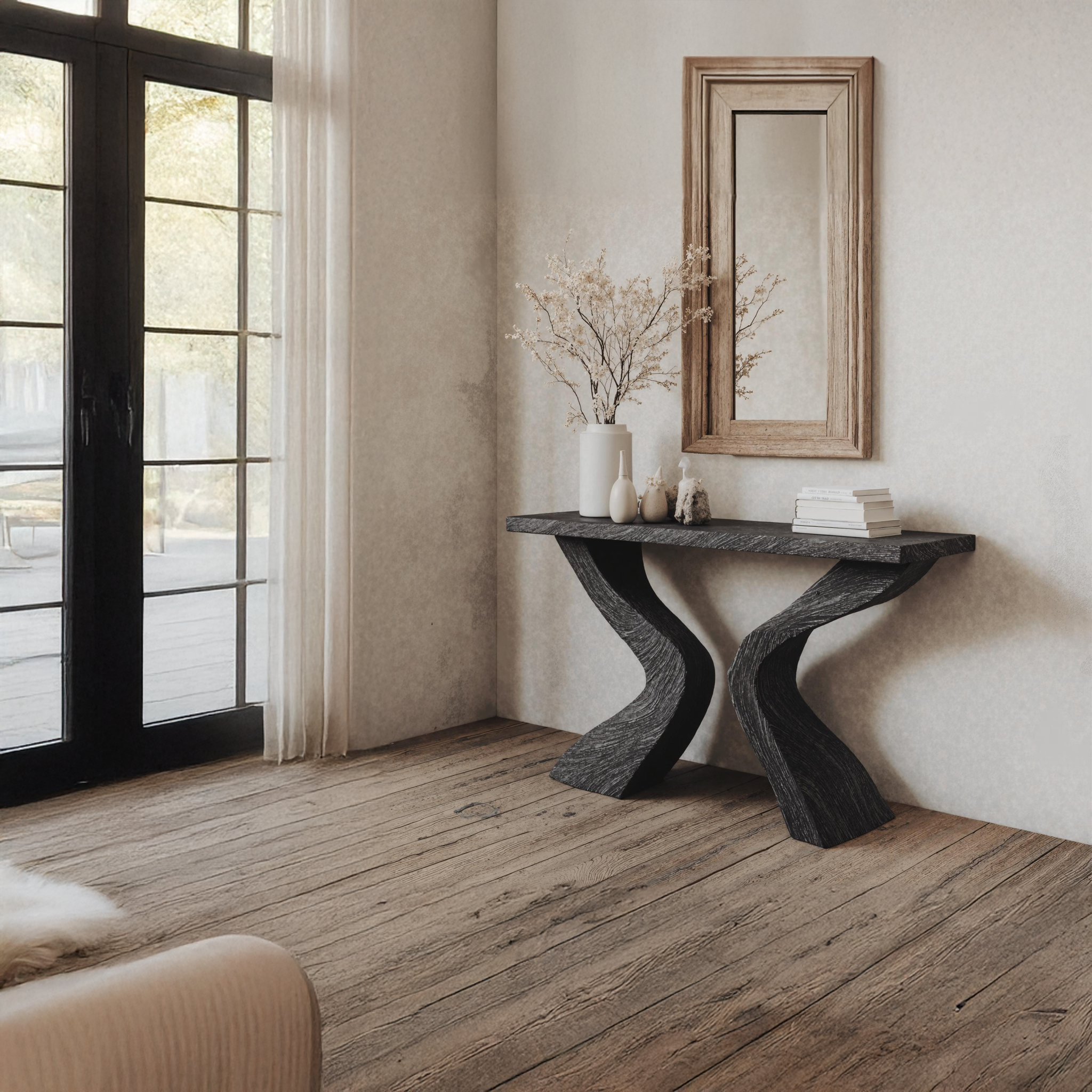 Rustic Black Wood Console Table For Entryway Accent SILDTCS161