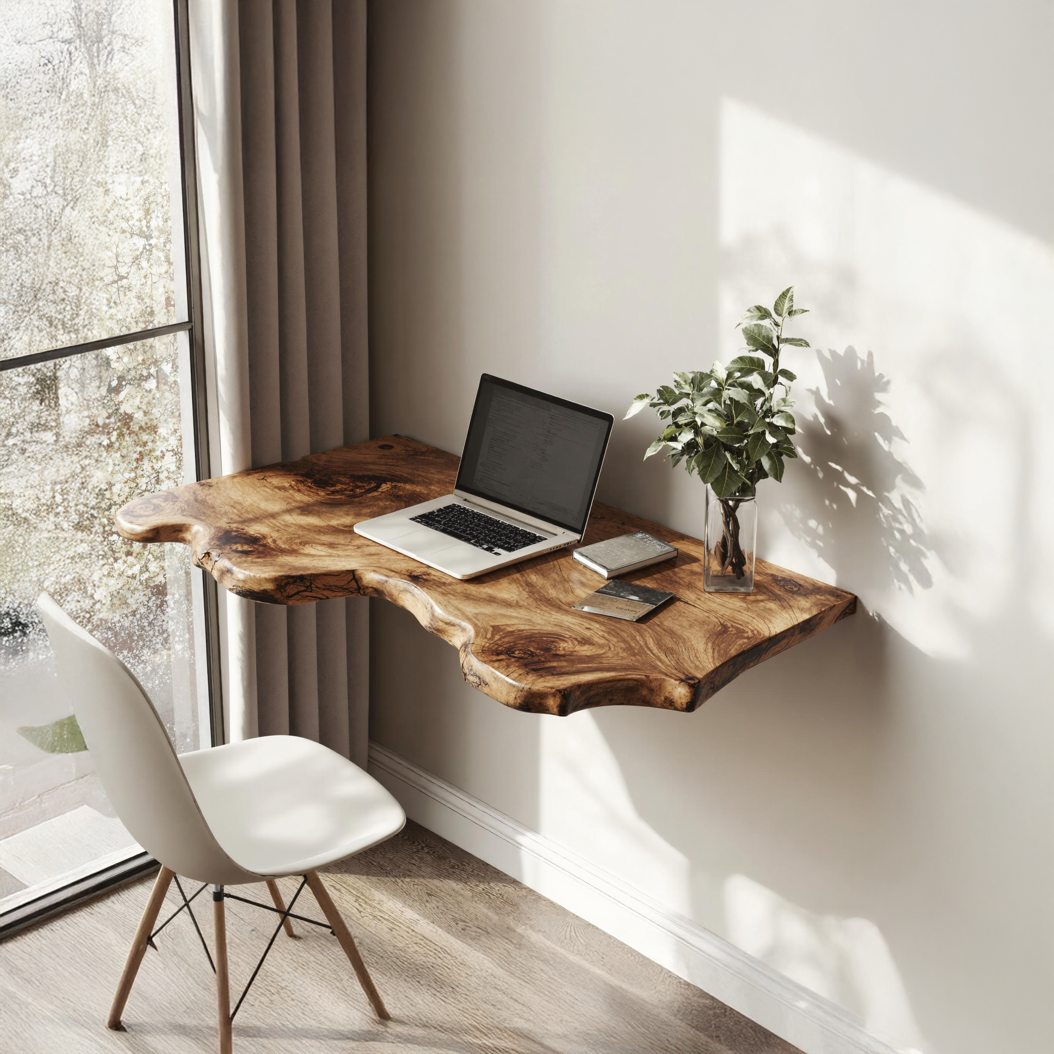 Farmhouse Solid Wood Floating Desk For Aesthetic Interior Decoration SILDTFLD019