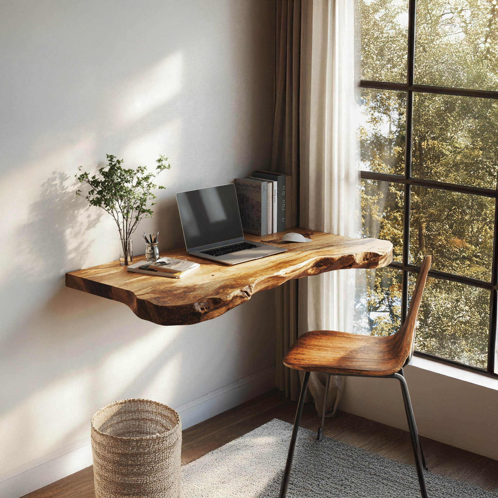 Mid Century Solid Wood Floating Desk For Productivity And Style SILDTFLD025
