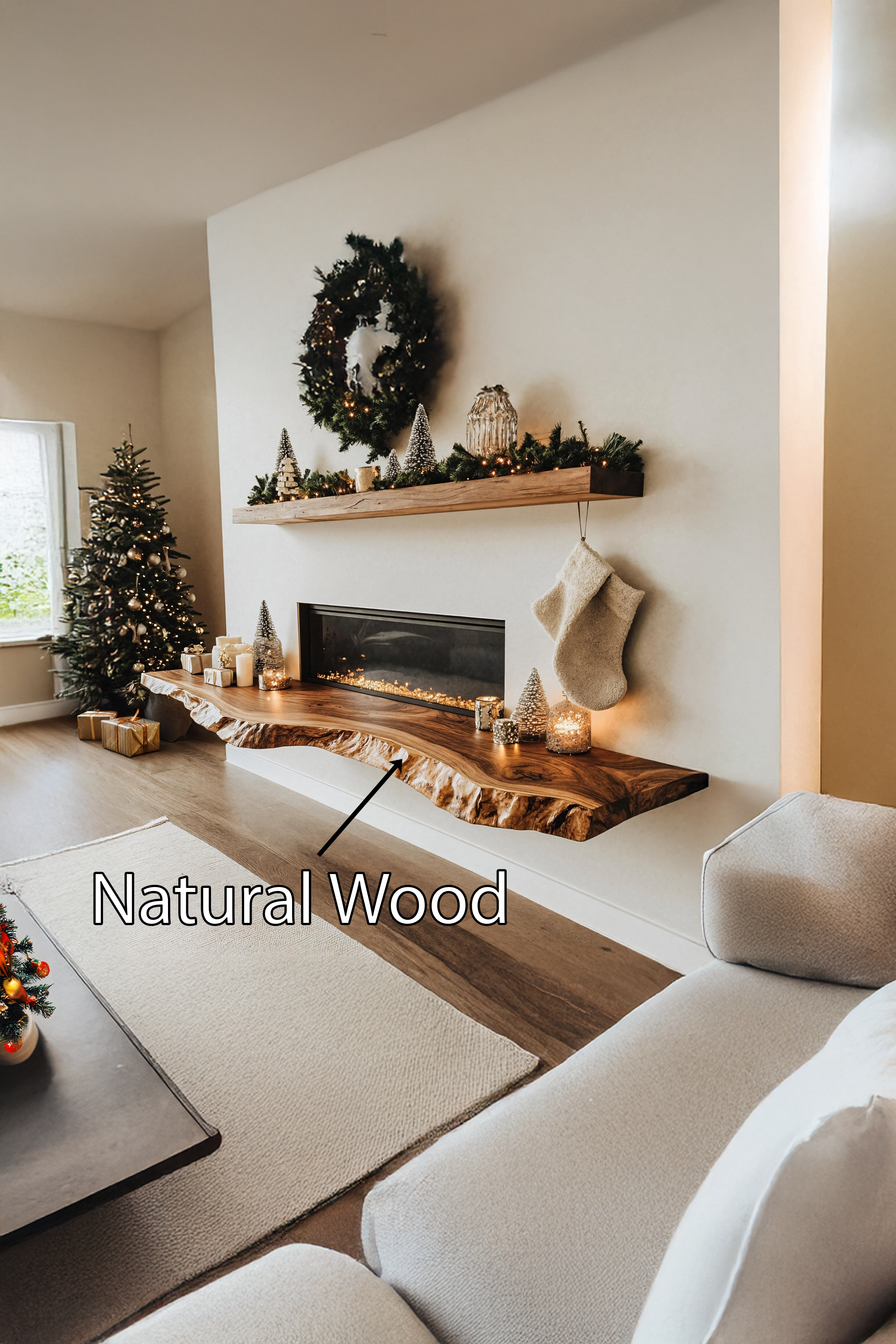 Handcrafted Solid Wood Live Edge Floating Shelf For Bedroom Design SILDTTRCFL010