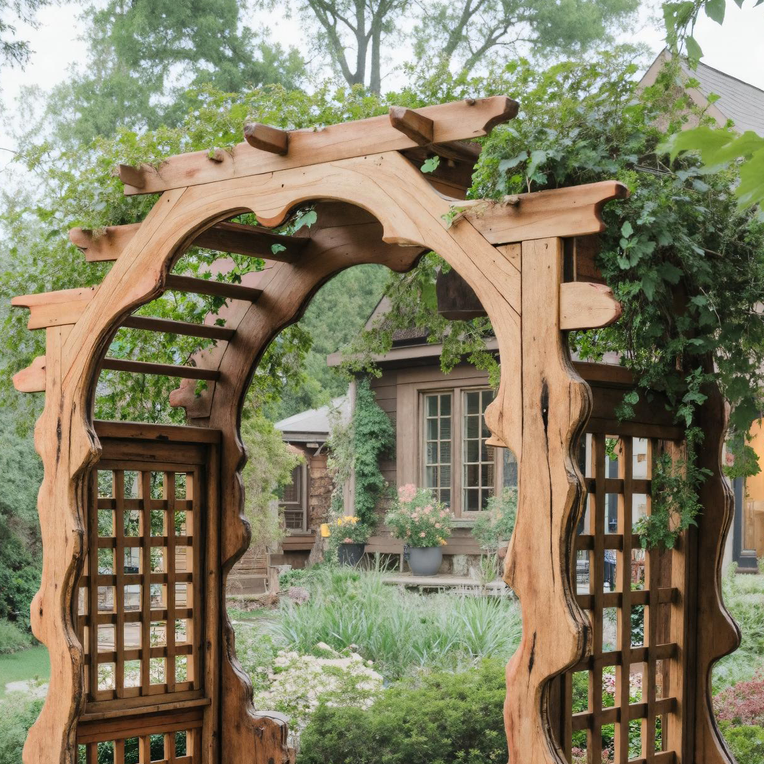 Rustic Wooden Garden Arbor With Built In Bench Seating For Patio Or Backyard SITHTTPER001
