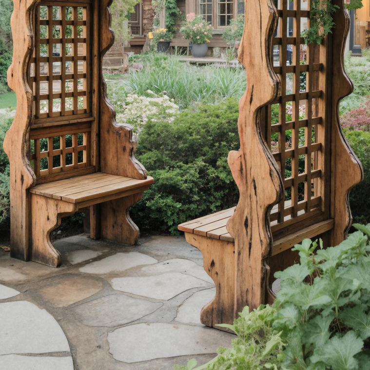 Rustic Wooden Garden Arbor With Built In Bench Seating For Patio Or Backyard SITHTTPER001