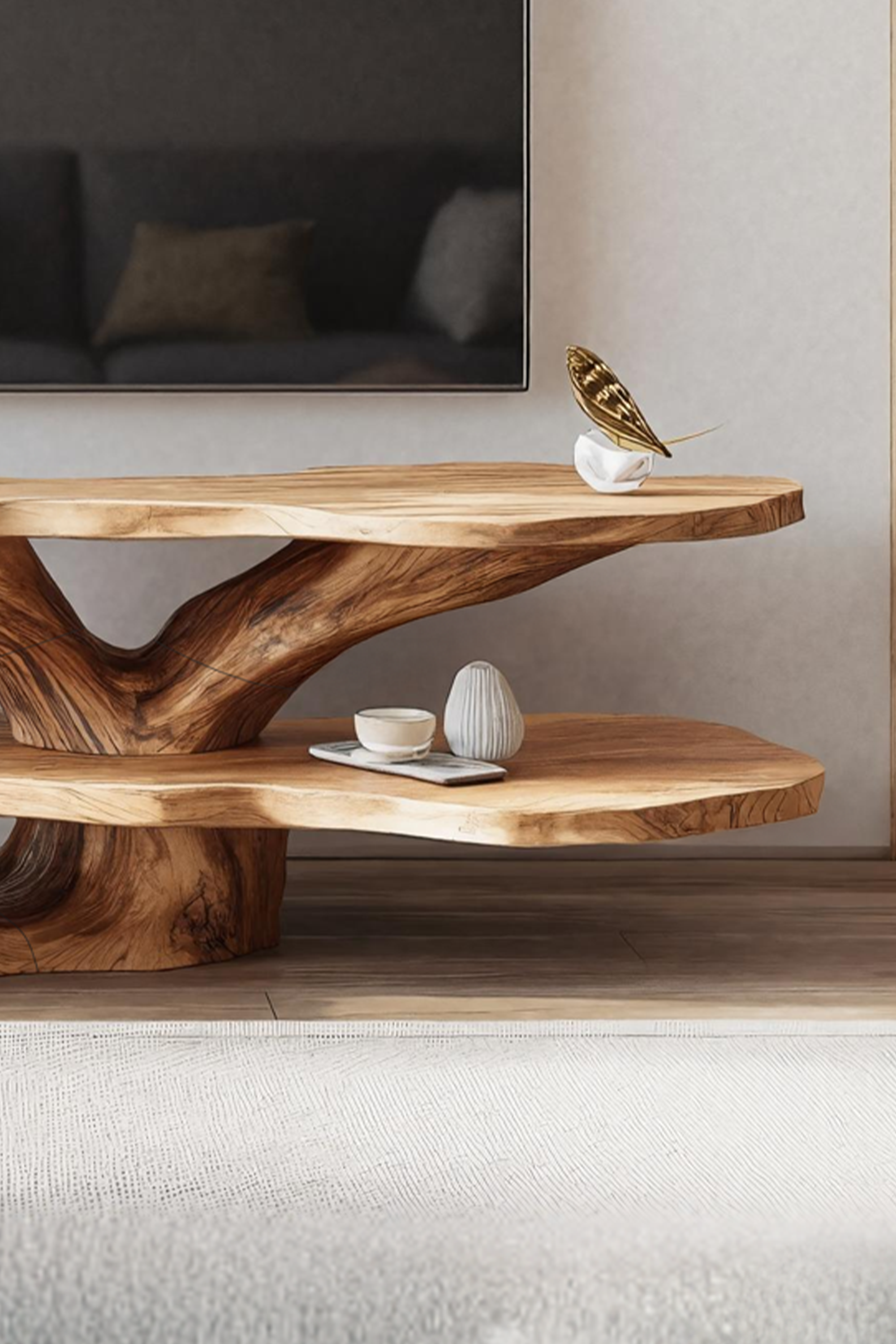 Mid Century Wooden Live Edge TV Console For Living Room Decor SILDTTNTVC077