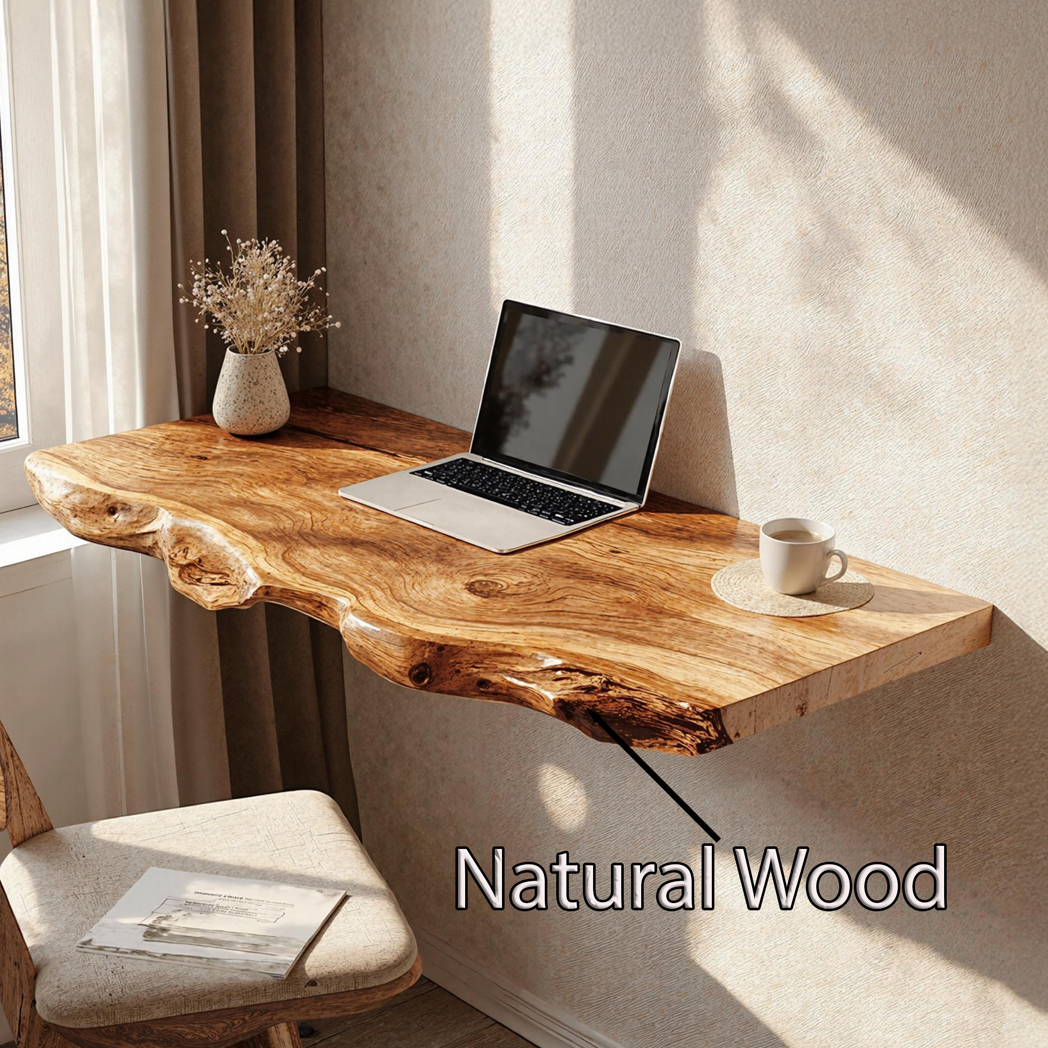 Rustic Wooden Floating Table For Comfort Oriented Bedroom Design SILDTFLD022