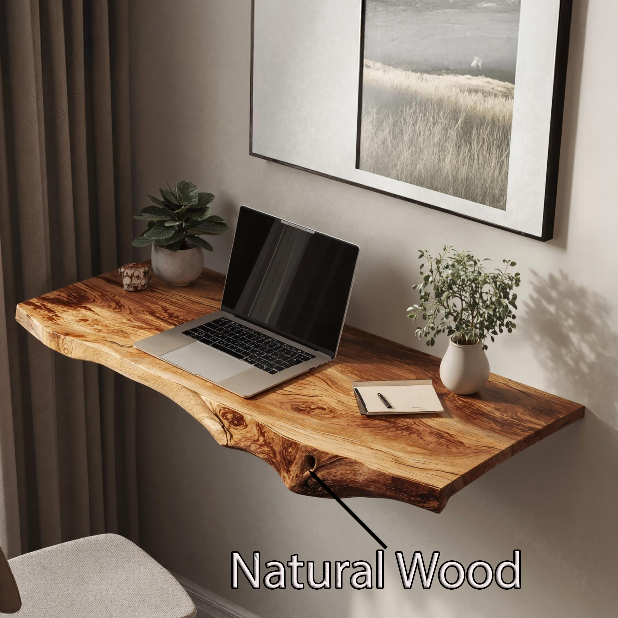 Farmhouse Solid Wood Floating Desk For Relaxed Home Environment SILDTFLD023