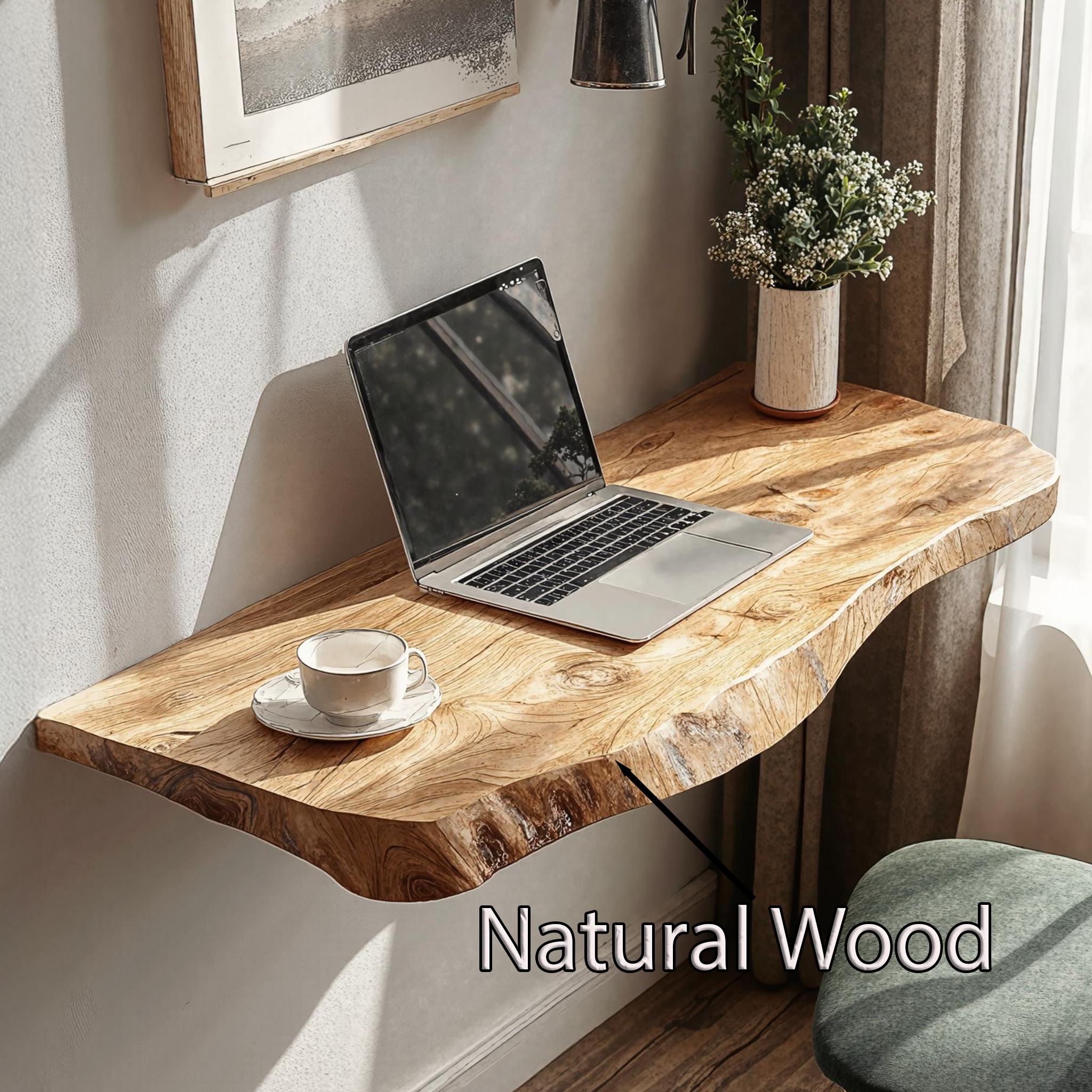 Rustic Wooden Floating Table For Serene Bedroom Inspiration SILDTTRFLD006