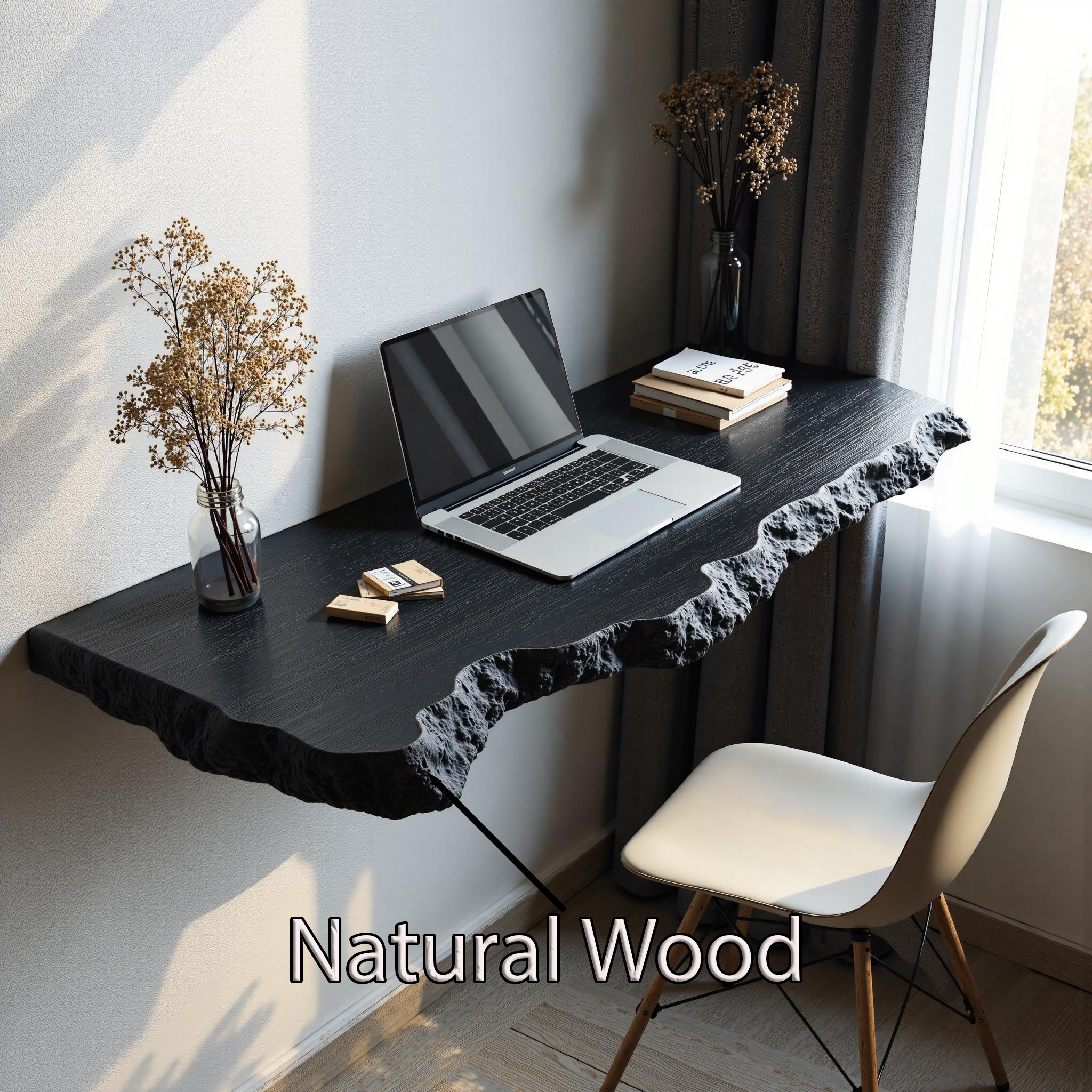 Farmhouse Solid Wood Floating Desk For Minimalist Furniture Decor SILDTFLD011