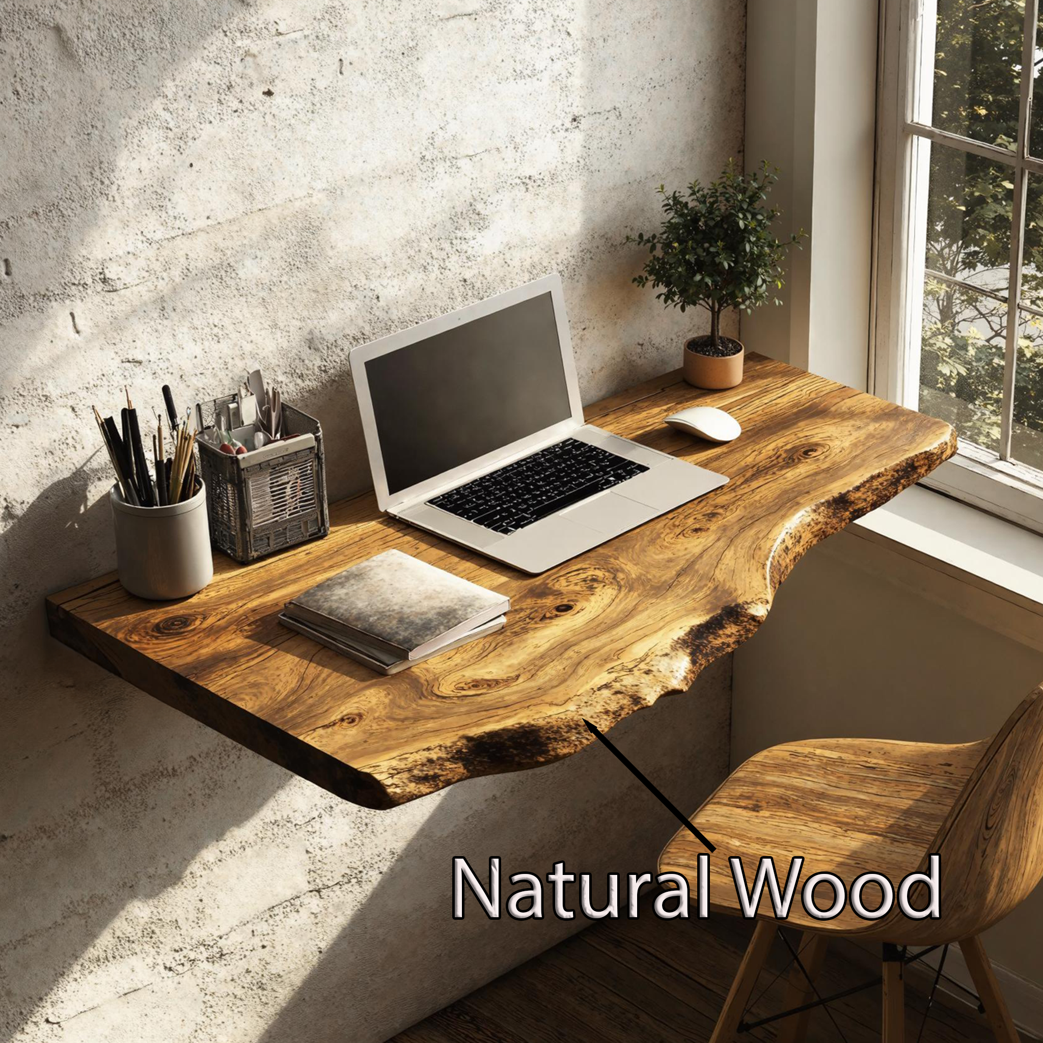 Mid Century Solid Wood Floating Desk For Smart Furniture Arrangement SILDTFLD021