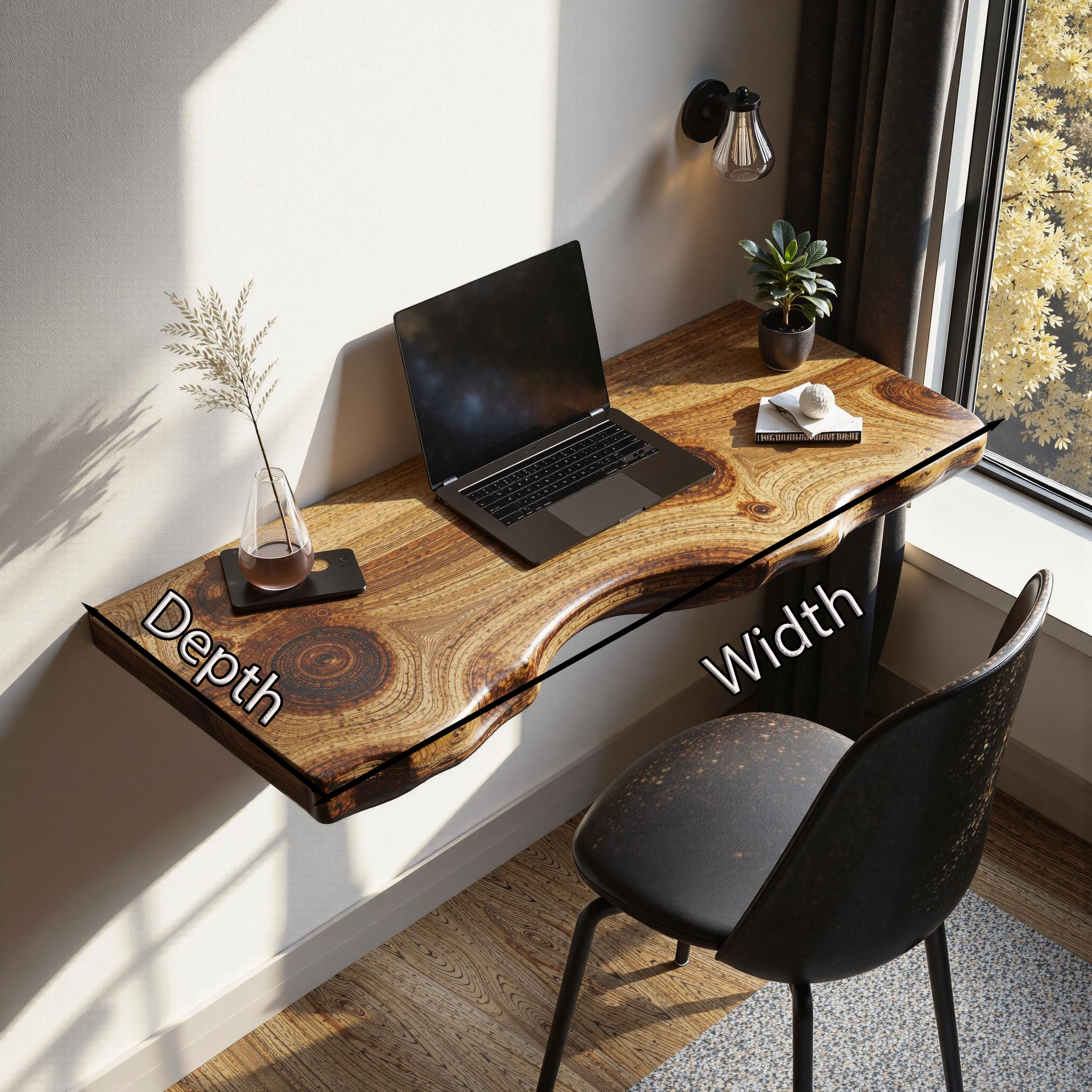 Rustic Solid Wood Floating Desk For Bedroom Furniture SILDTFLD002