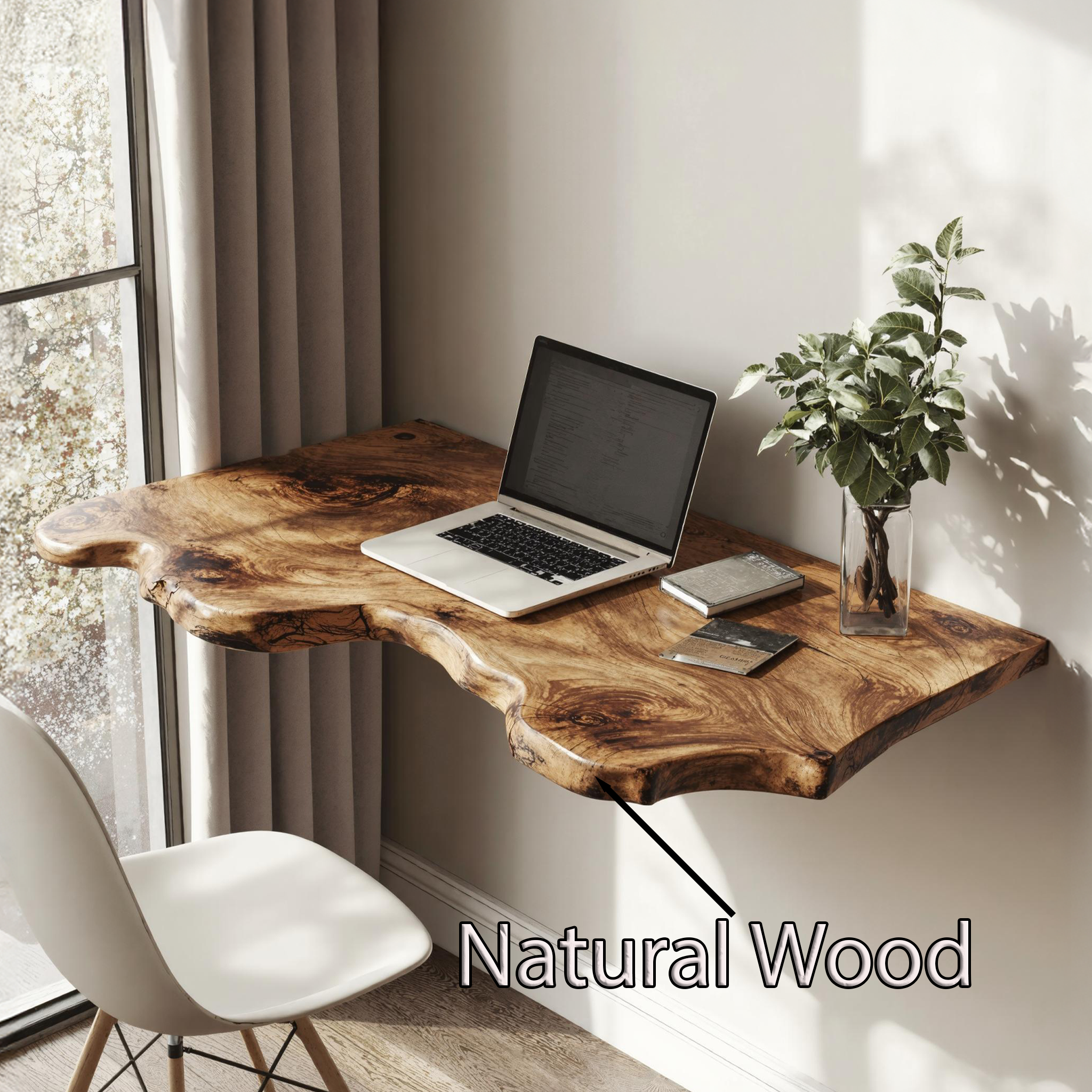 Farmhouse Solid Wood Floating Desk For Aesthetic Interior Decoration SILDTFLD019