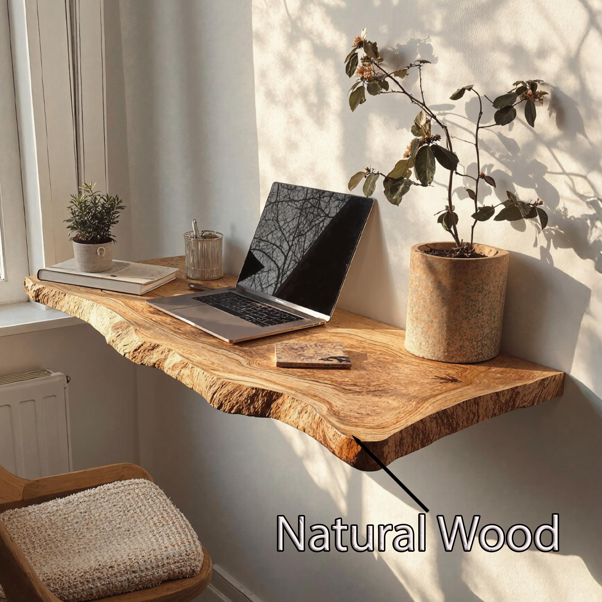 Farmhouse Solid Wood Floating Desk For Sophisticated Furniture Layout SILDTTRFLD007