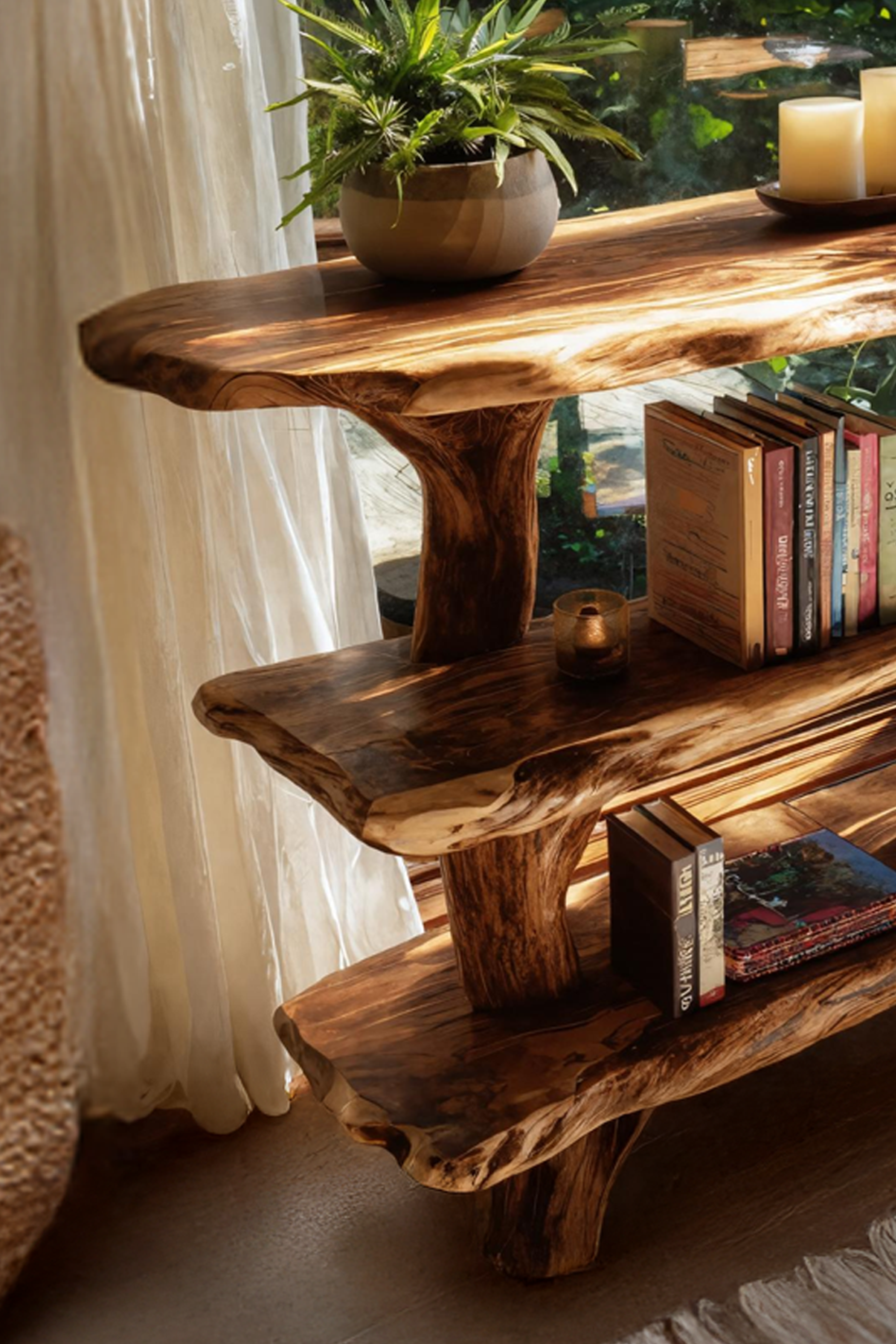 Mid Century Wooden Live Edge Console Table For Stylish Furniture Decor SILDTTNCS068