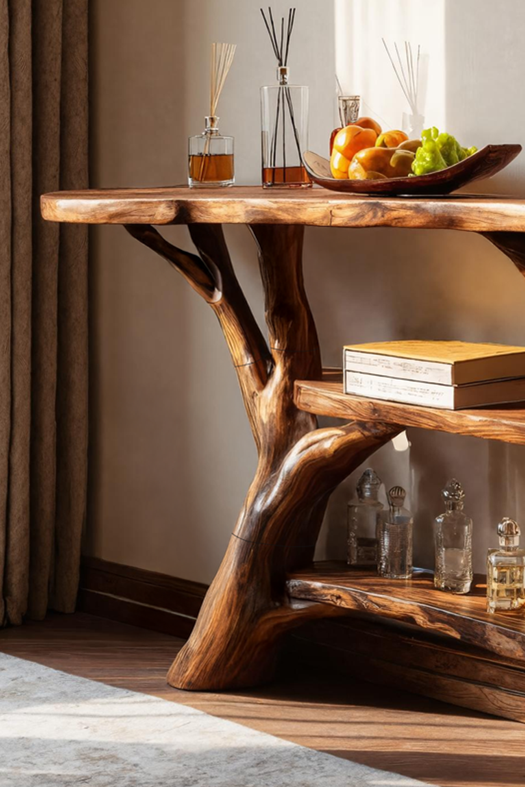 Handcrafted Live Edge Entryway Table For Bedroom Furniture Decoration SILDTTNCS064