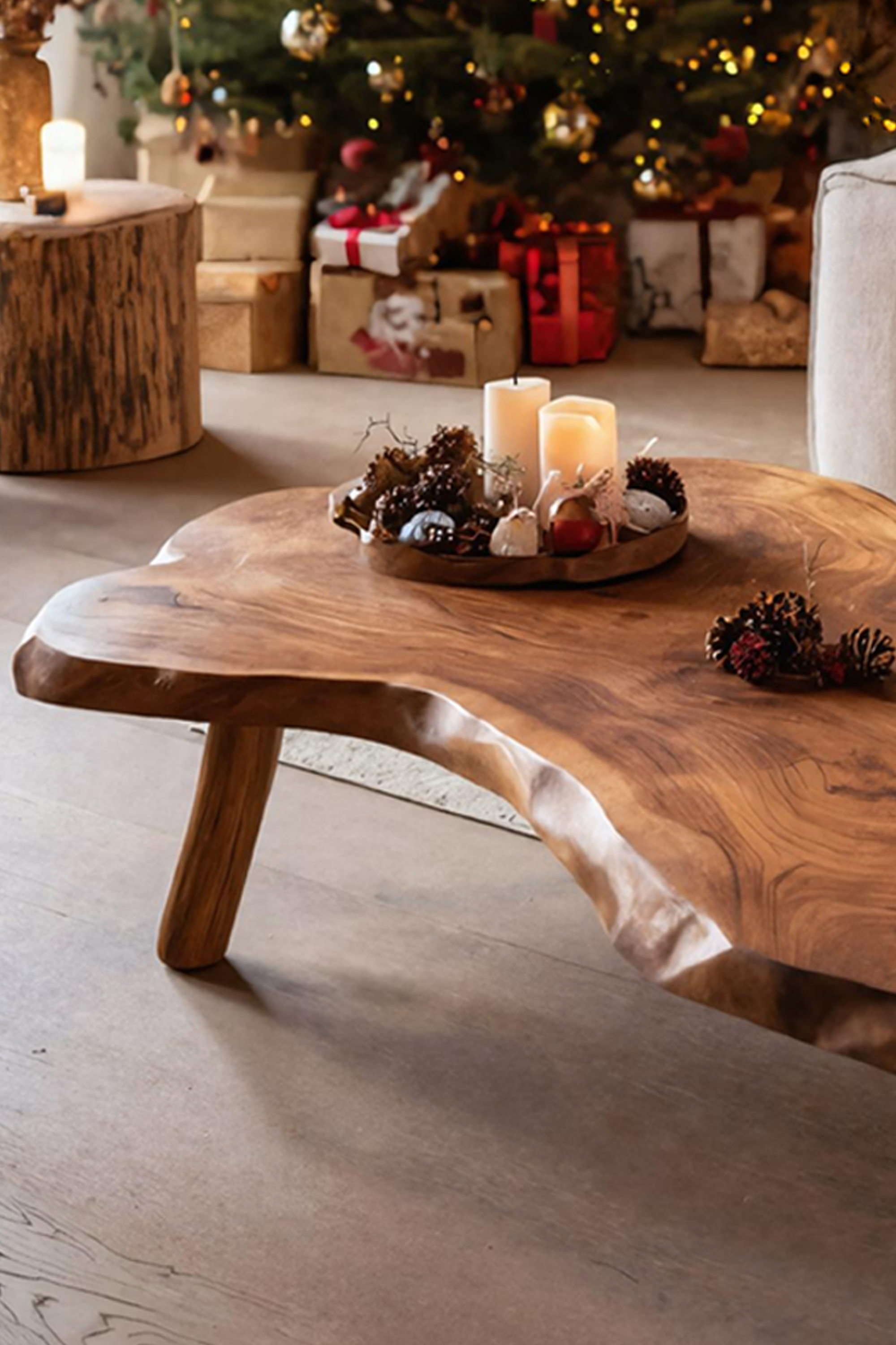 Farmhouse Wooden Live Edge Coffee Table For Holiday Home Style SILDTTRCCF006