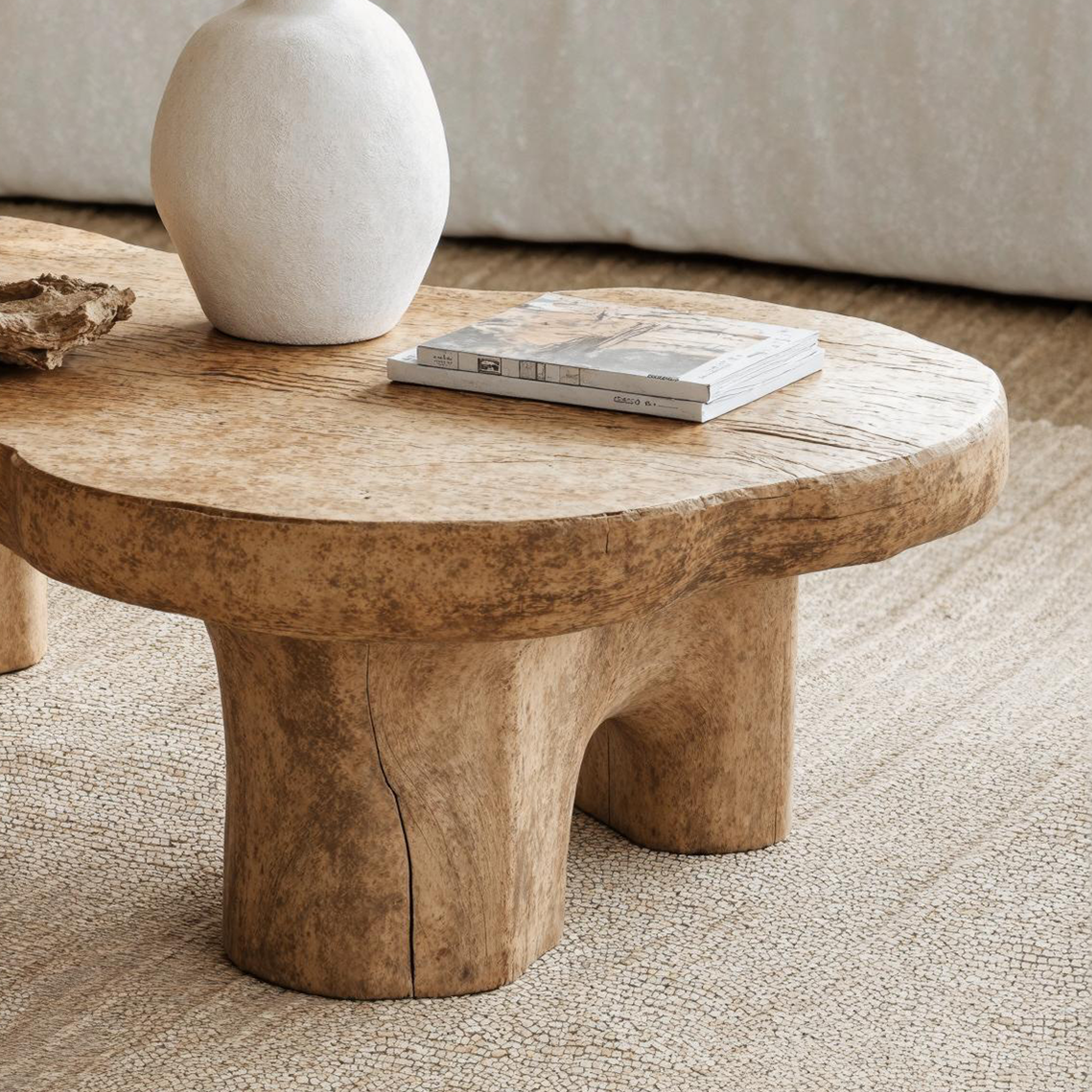 Natural Finish Wood Coffee Table For Organic Home Decor SILDTCF095