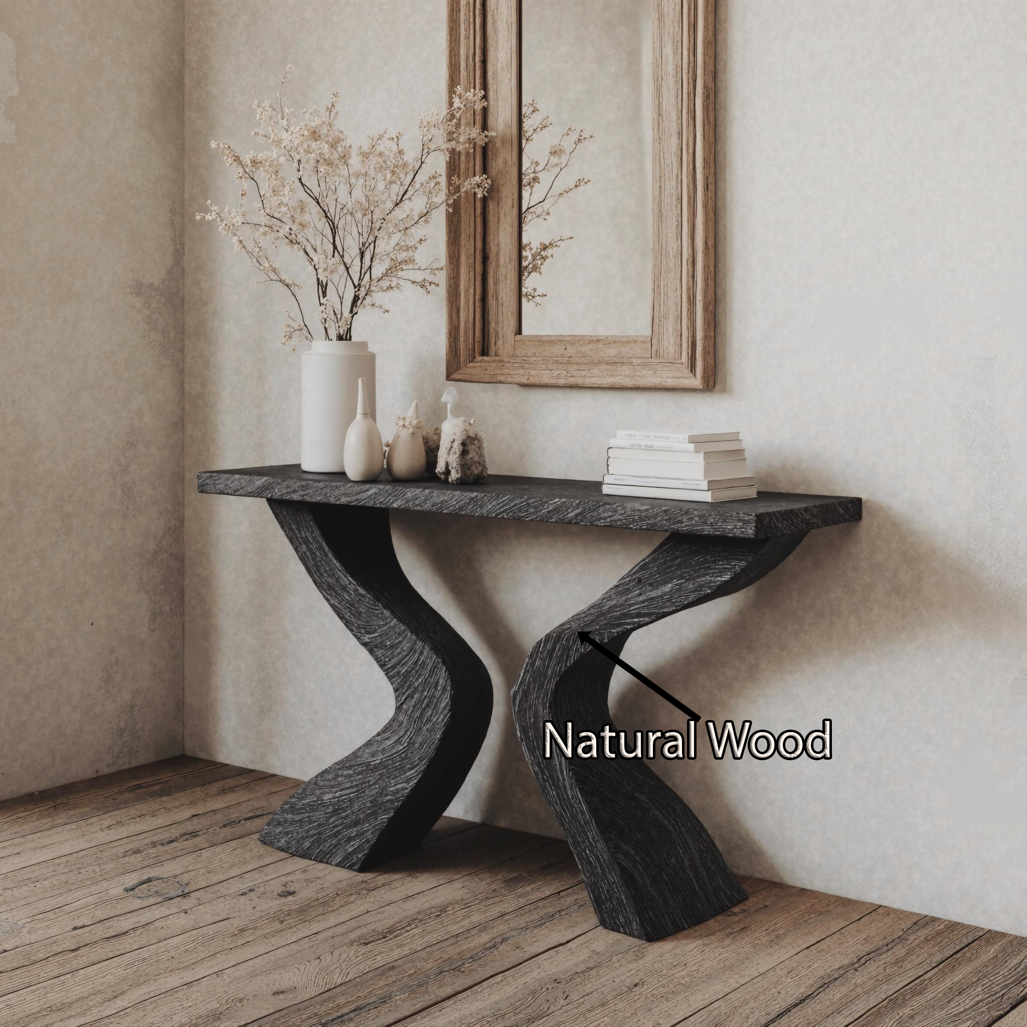 Rustic Black Wood Console Table For Entryway Accent SILDTCS161