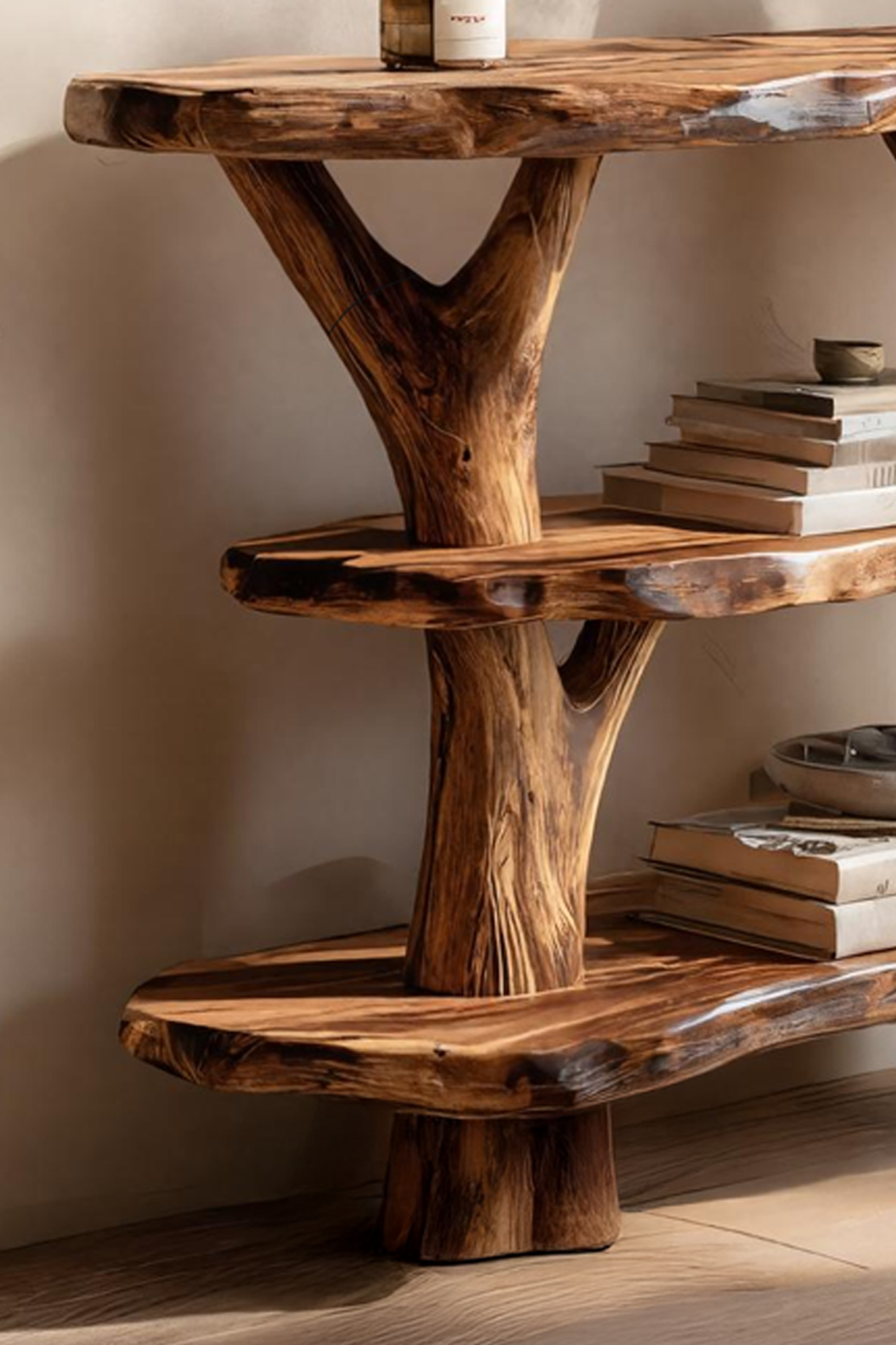 Mid Century Live Edge Entryway Table For Modern Rustic Living Room SILDTTNCS044