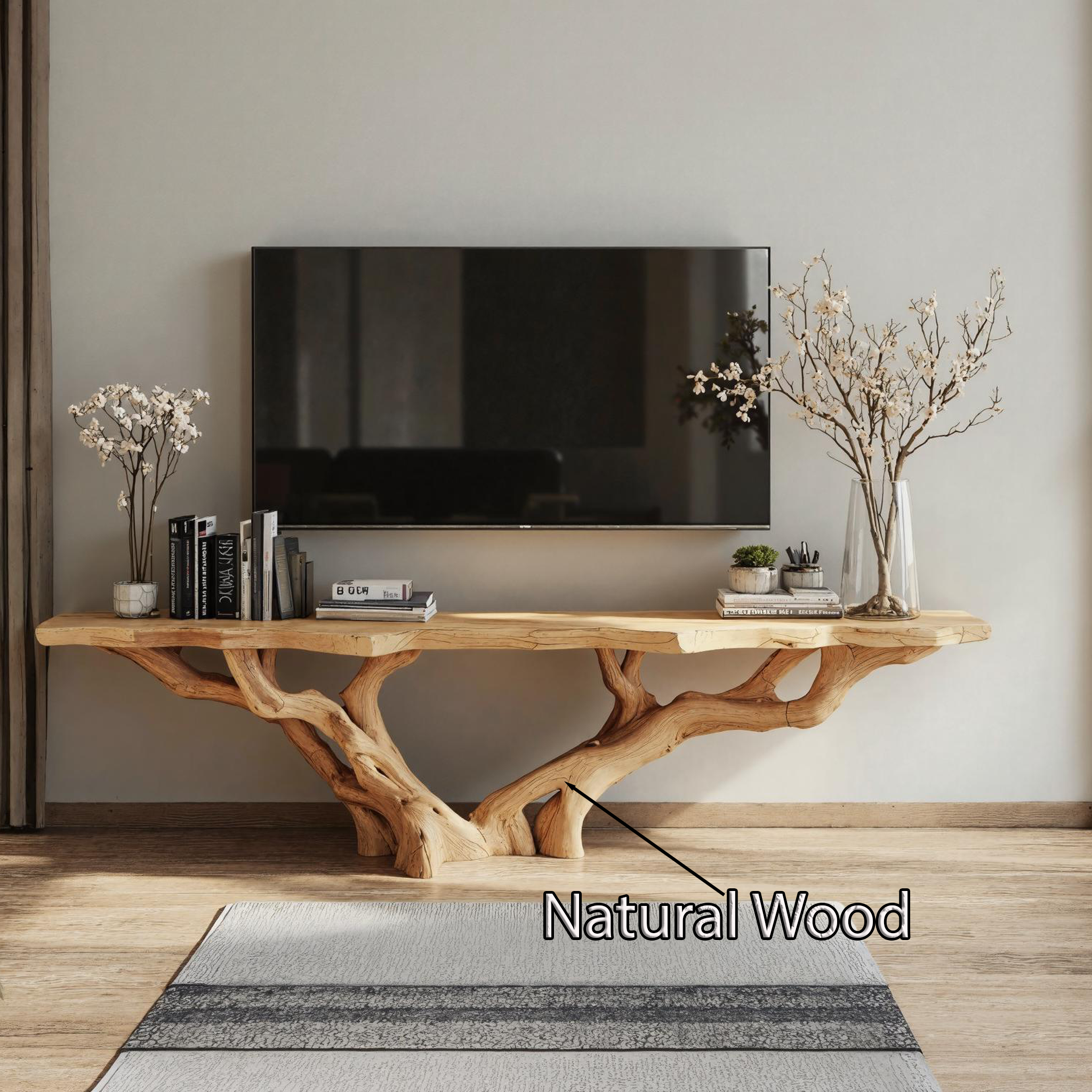 Rustic Handmade Live Edge TV Console For Living Room And Bedroom SILDTTVC030