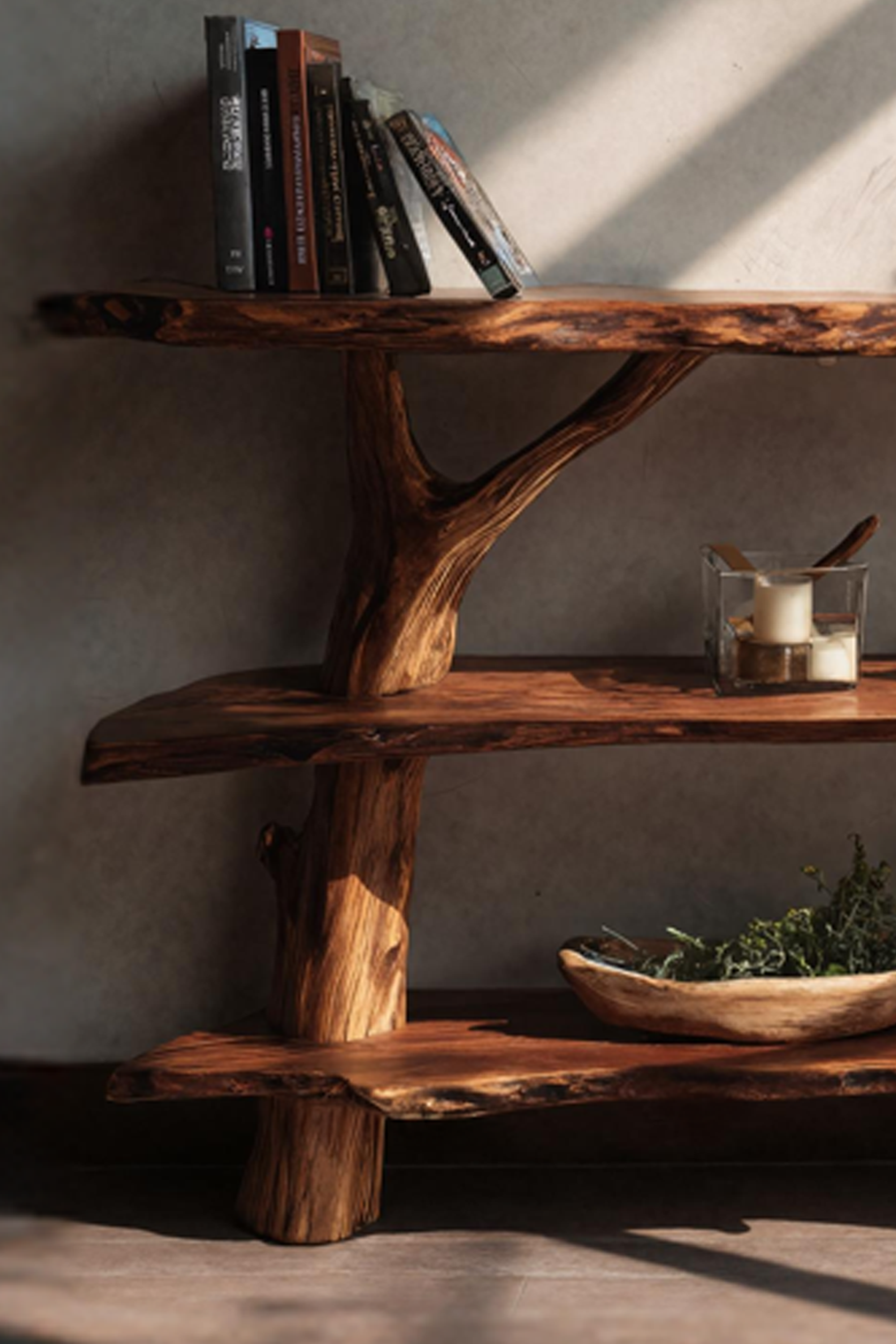 Handcrafted Wooden Live Edge Console Table For Contemporary Living Room SILDTTNCS028