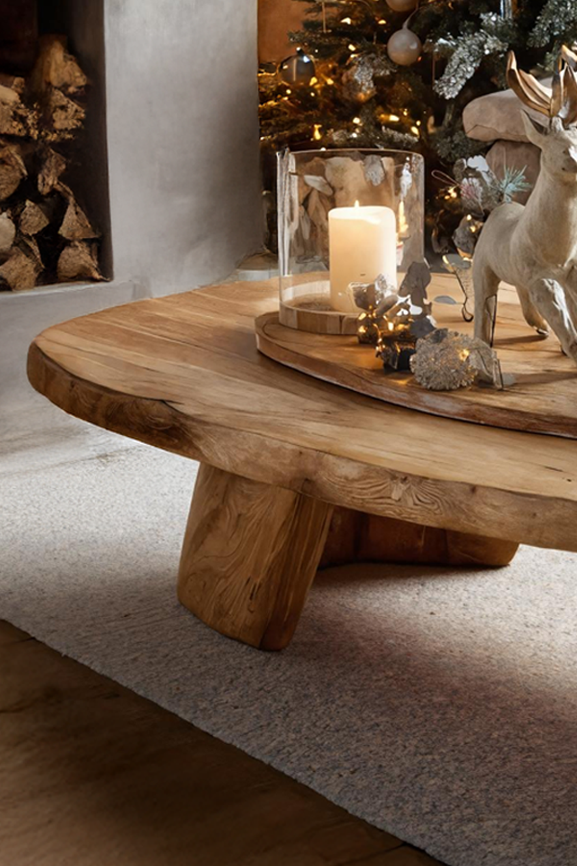 Mid Century Wooden Coffee Table For Holiday Living Room Decor SILDTTRCCF012