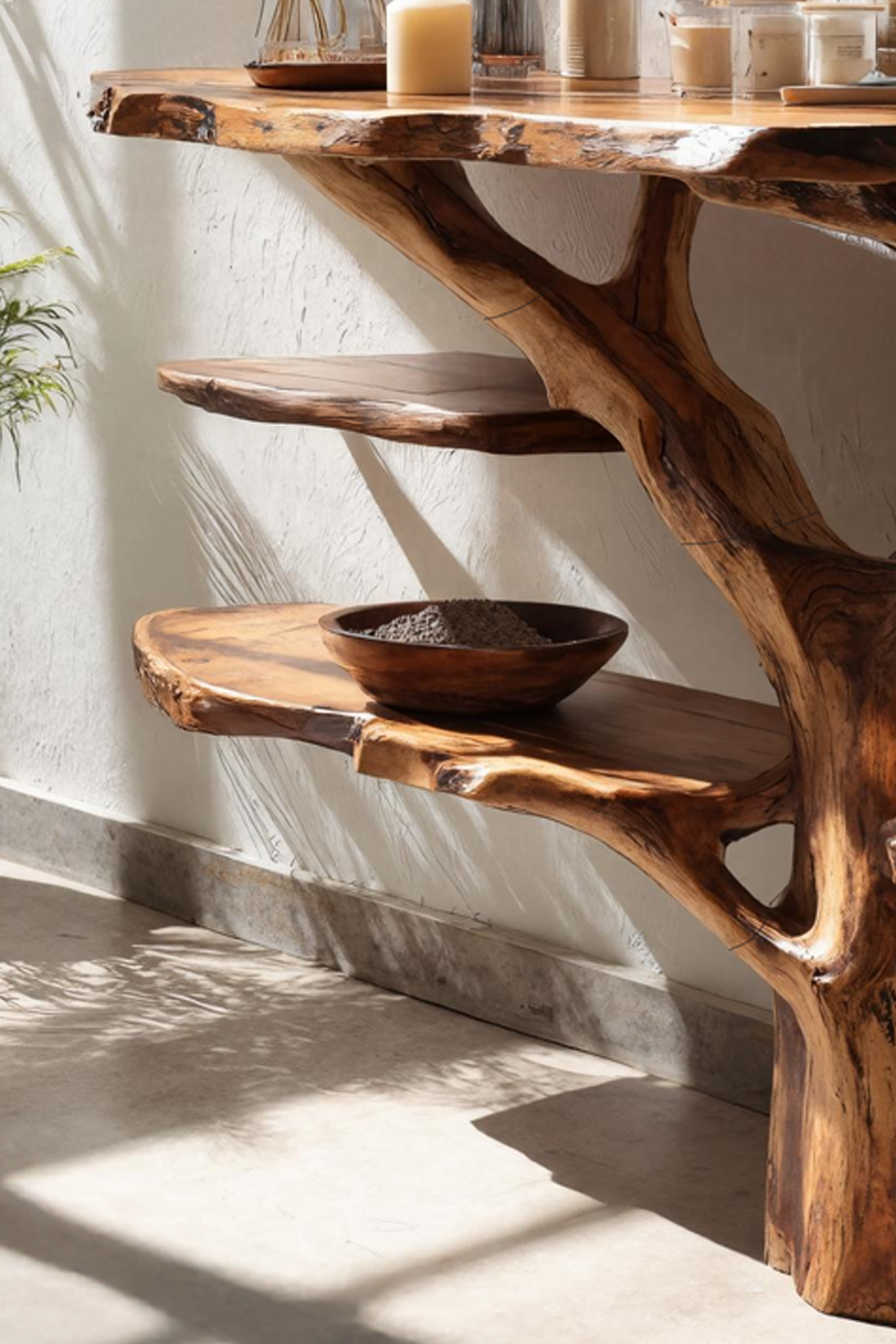 Handcrafted Wooden Live Edge Console Table For Stylish Furniture Decor SILDTTNCS052