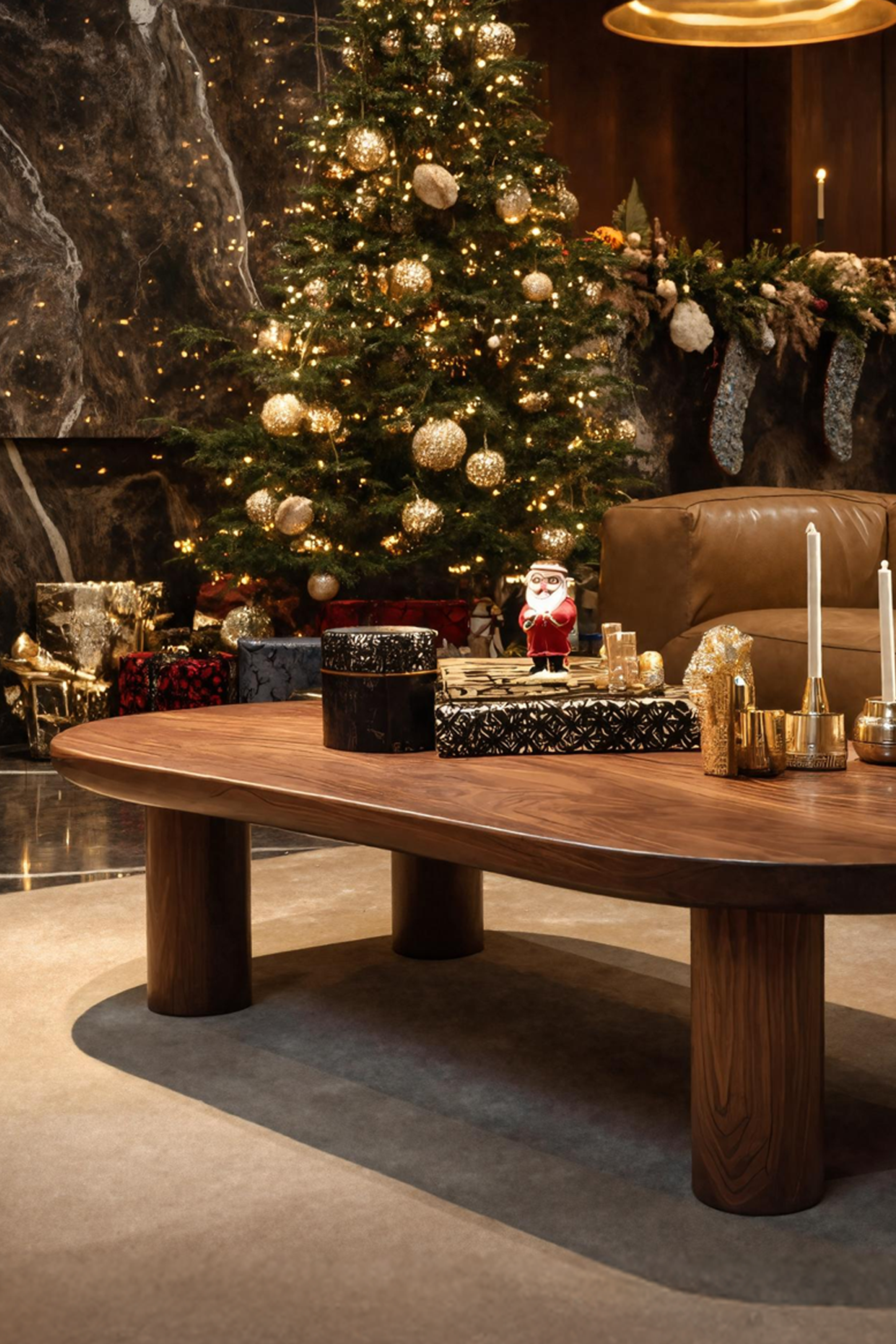 Rustic Handcrafted Coffee Table Solid Wood For Christmas Living Room SILDTTRCCF024