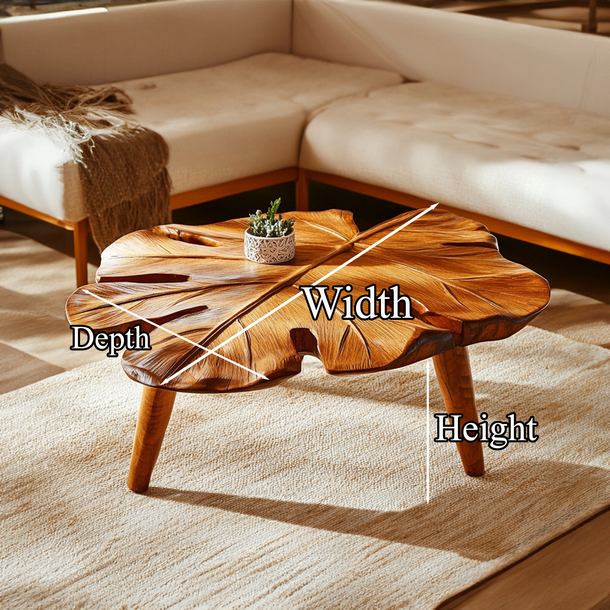 Rustic Coffee Table Modern Solid Wood SINLCF008