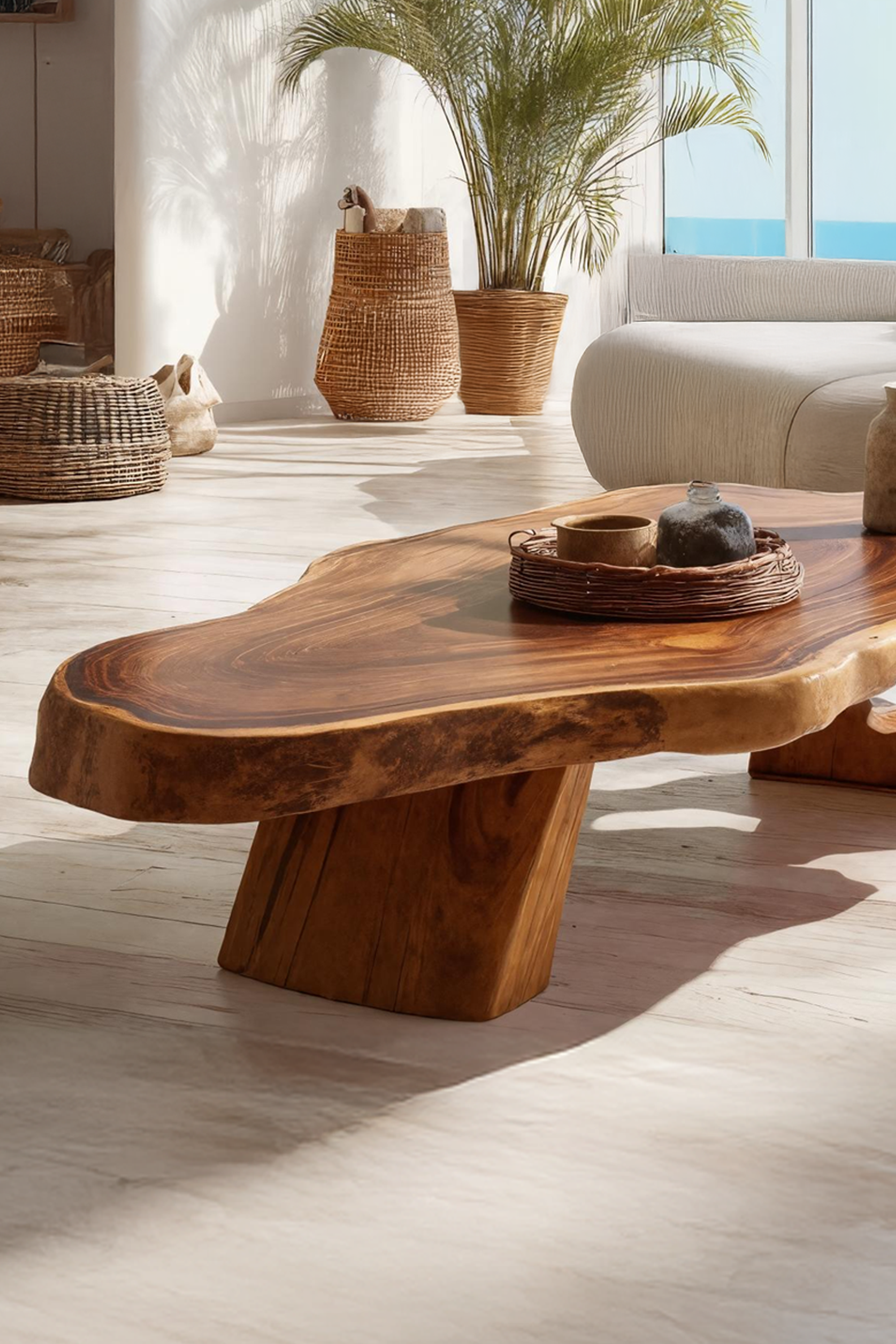 Handcrafted Wooden Live Edge Coffee Table For Living Room SILDTTRCF034