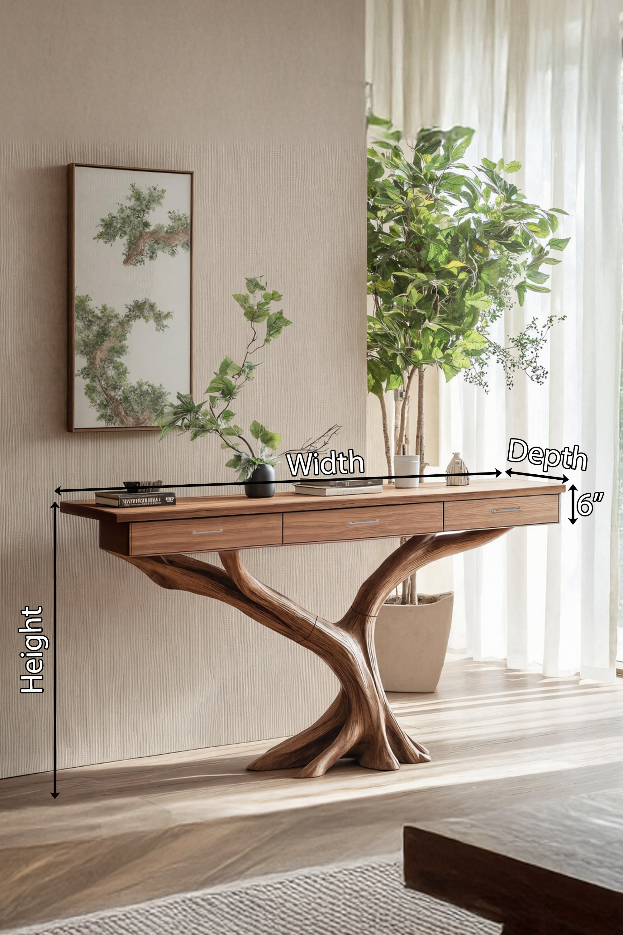 Farmhouse Live Edge Entryway Table For Furniture Decor With Storage SILDTTNCS019