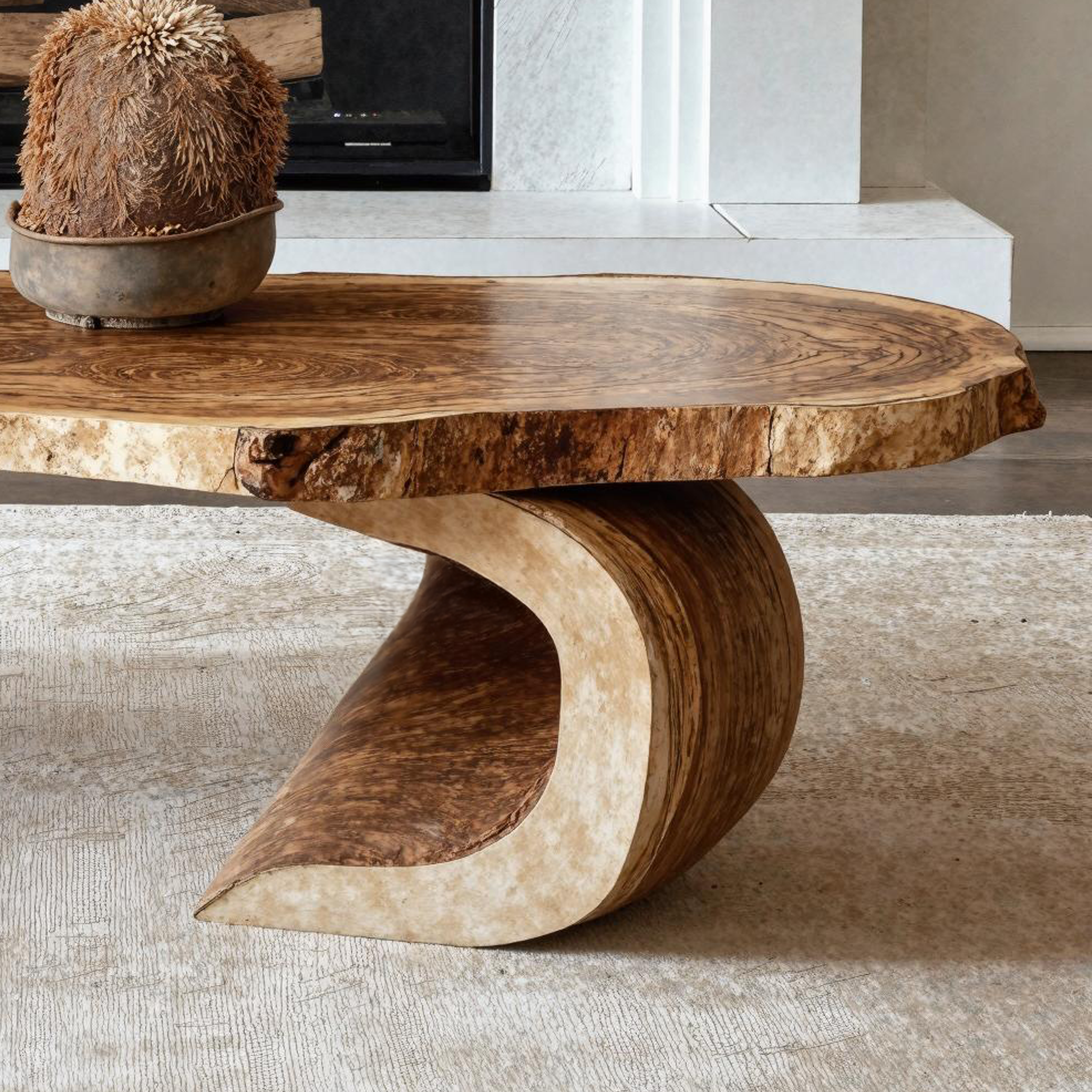 Vintage Natural Wood Coffee Table Cozy Living Room SILDTCF101