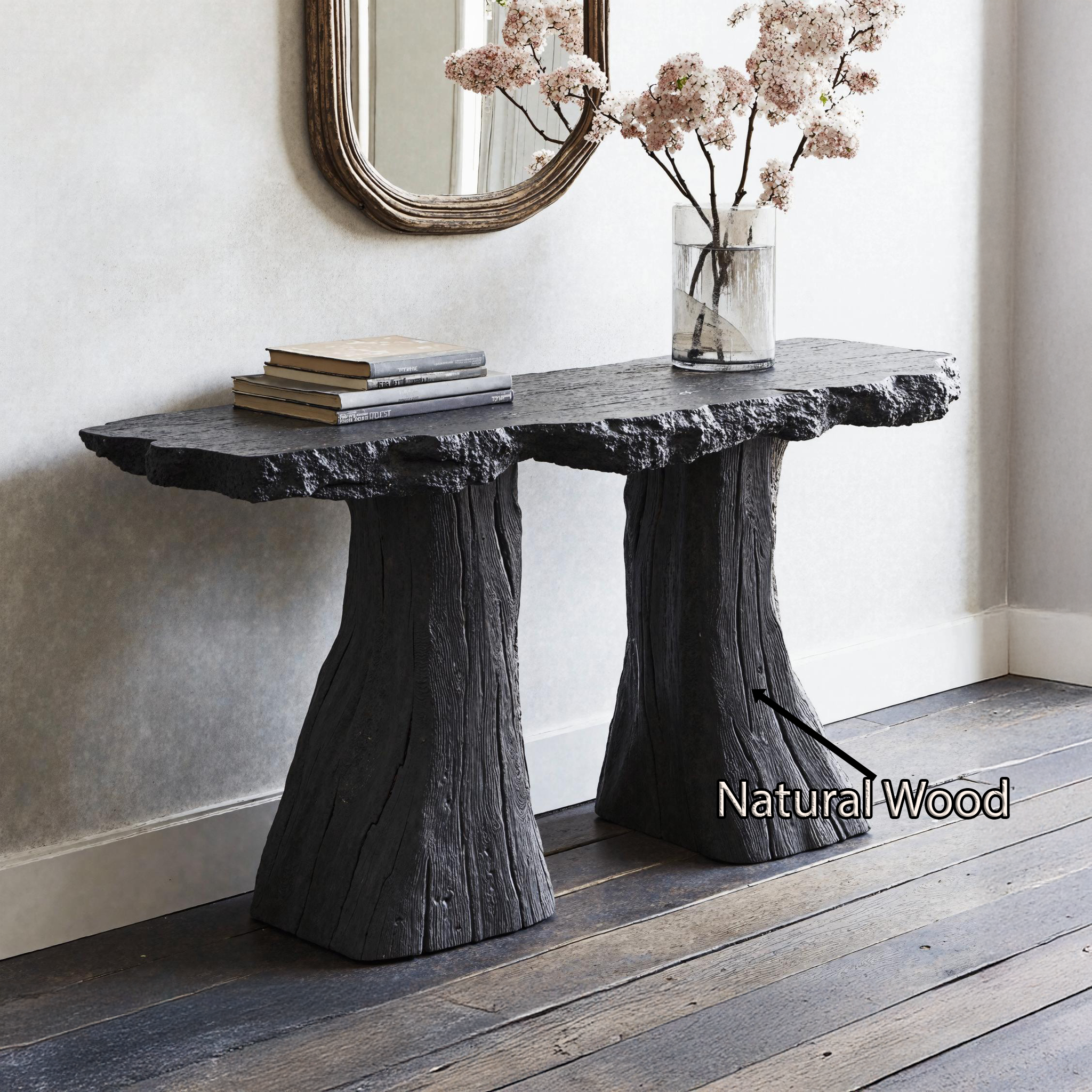 Minimalist Black Natural Wood Console Table For Compact Spaces SILDTCS164