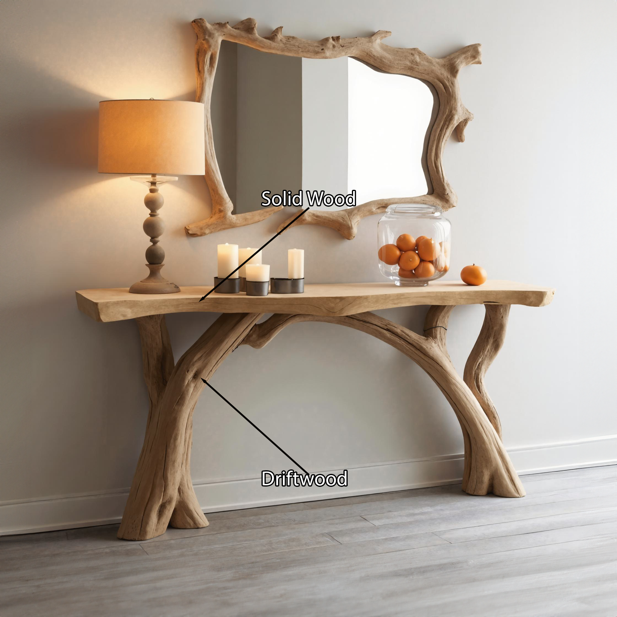 Curved Live Edge Console Table Handcrafted Entry Table SILDTCS110