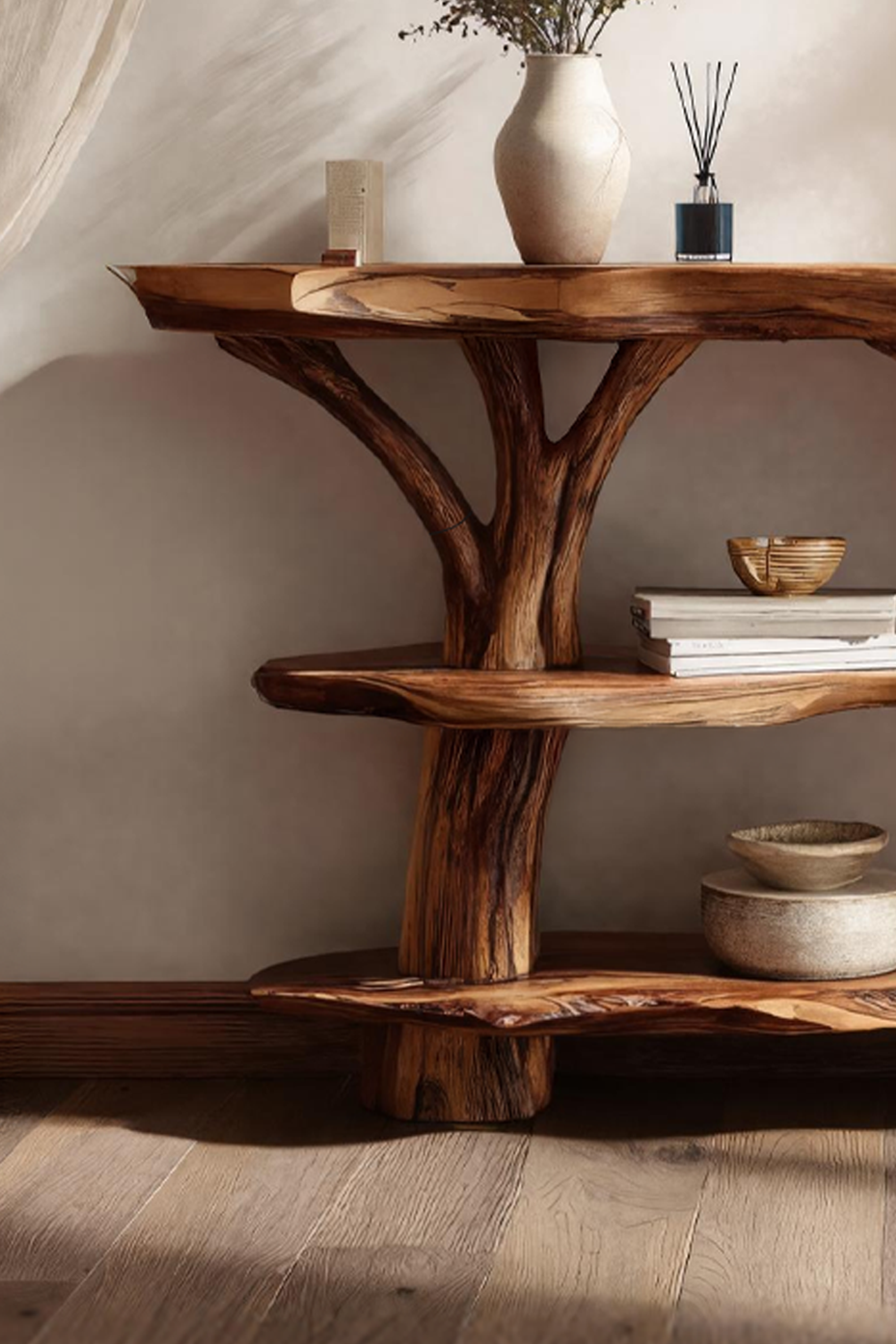 Farmhouse Wooden Live Edge Console Table For Entryway Country Furniture SILDTTNCS042