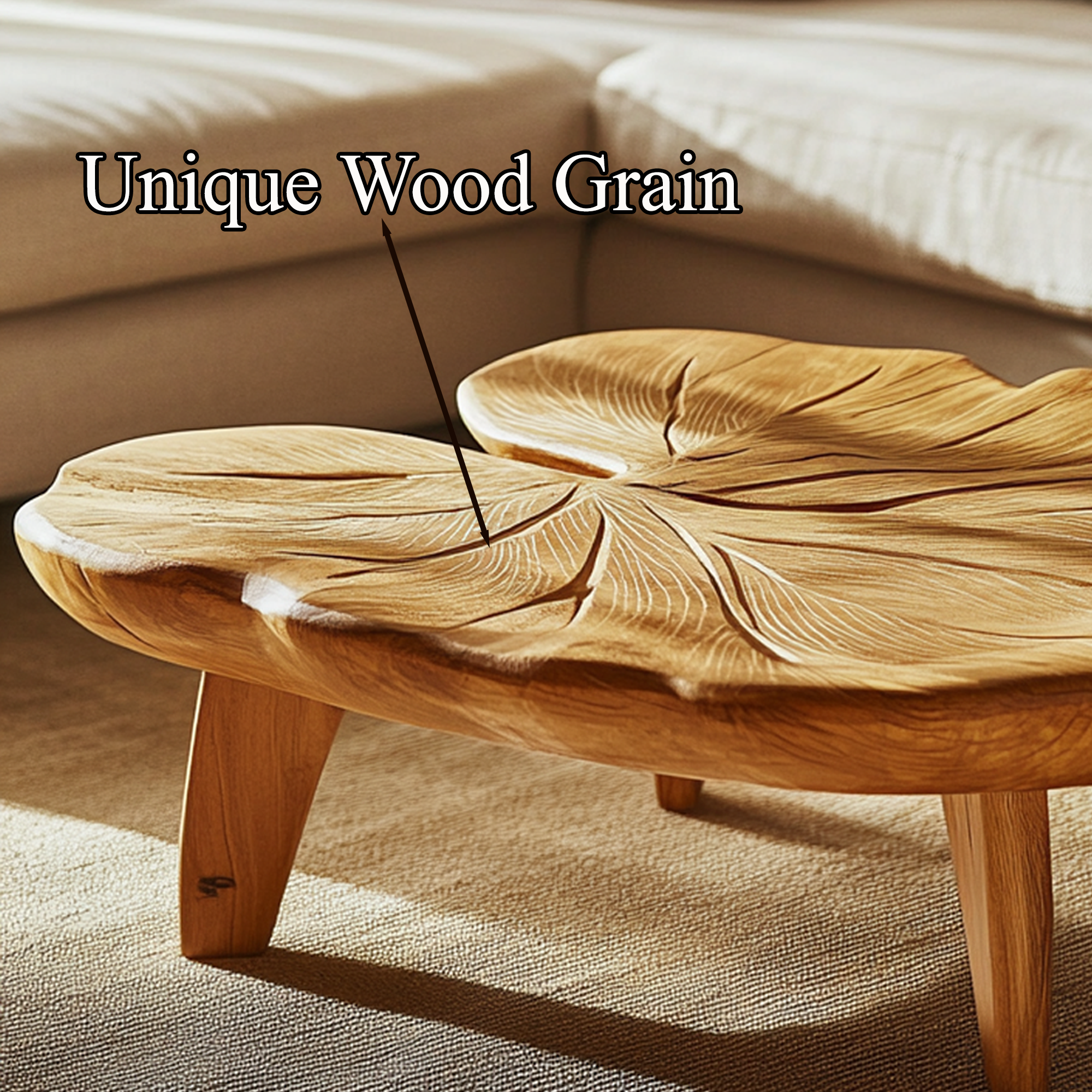 Modern Coffee Table Live Edge SINLCF009