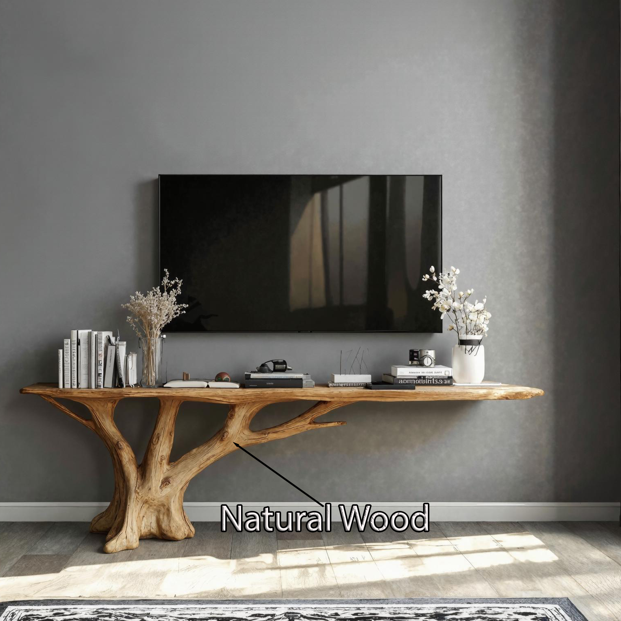 Rustic Natural Wood TV Console For Entryway And Hallway SILDTTVC026