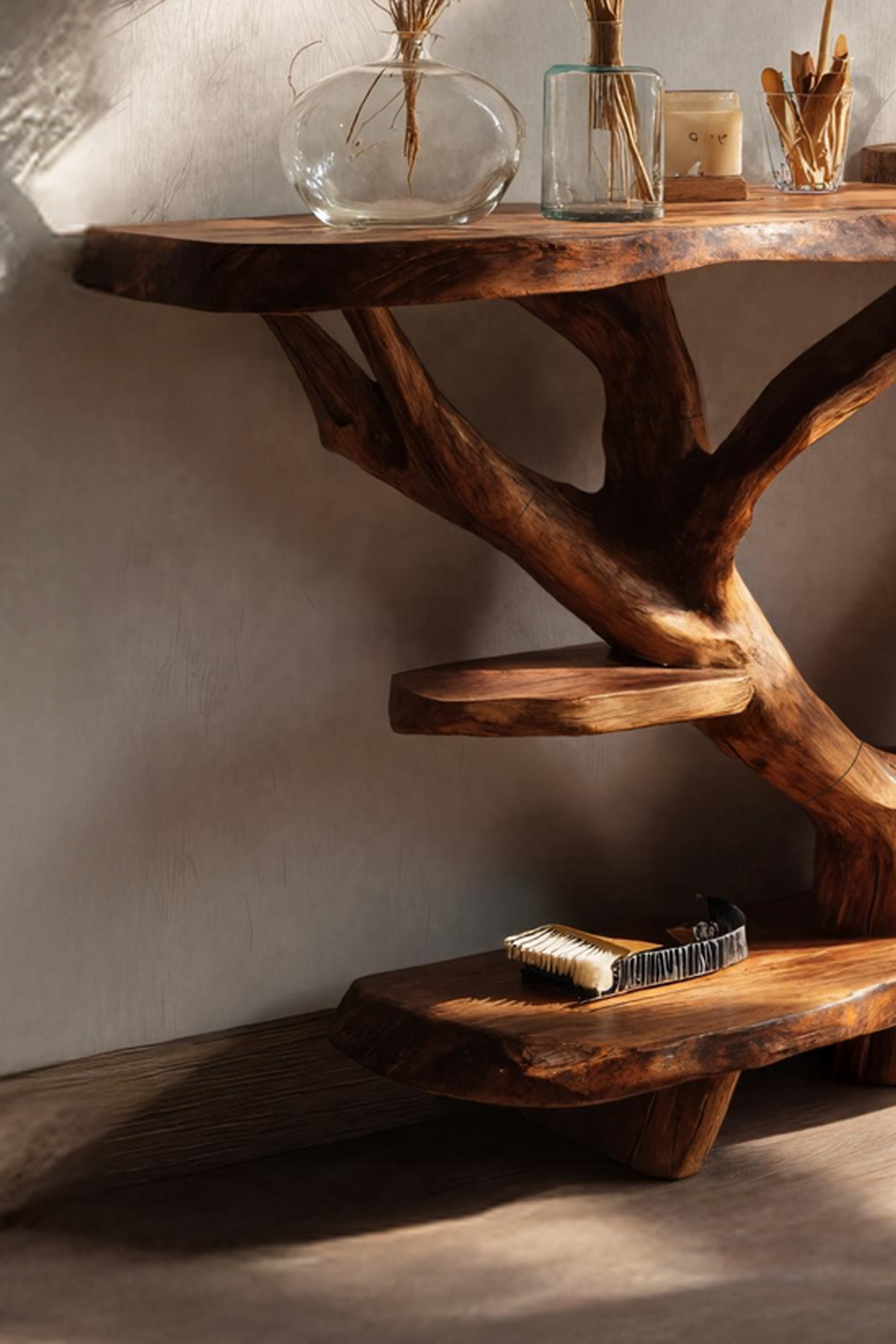 Mid Century Live Edge Entryway Table For Contemporary Bedroom Decor SILDTTNCS059