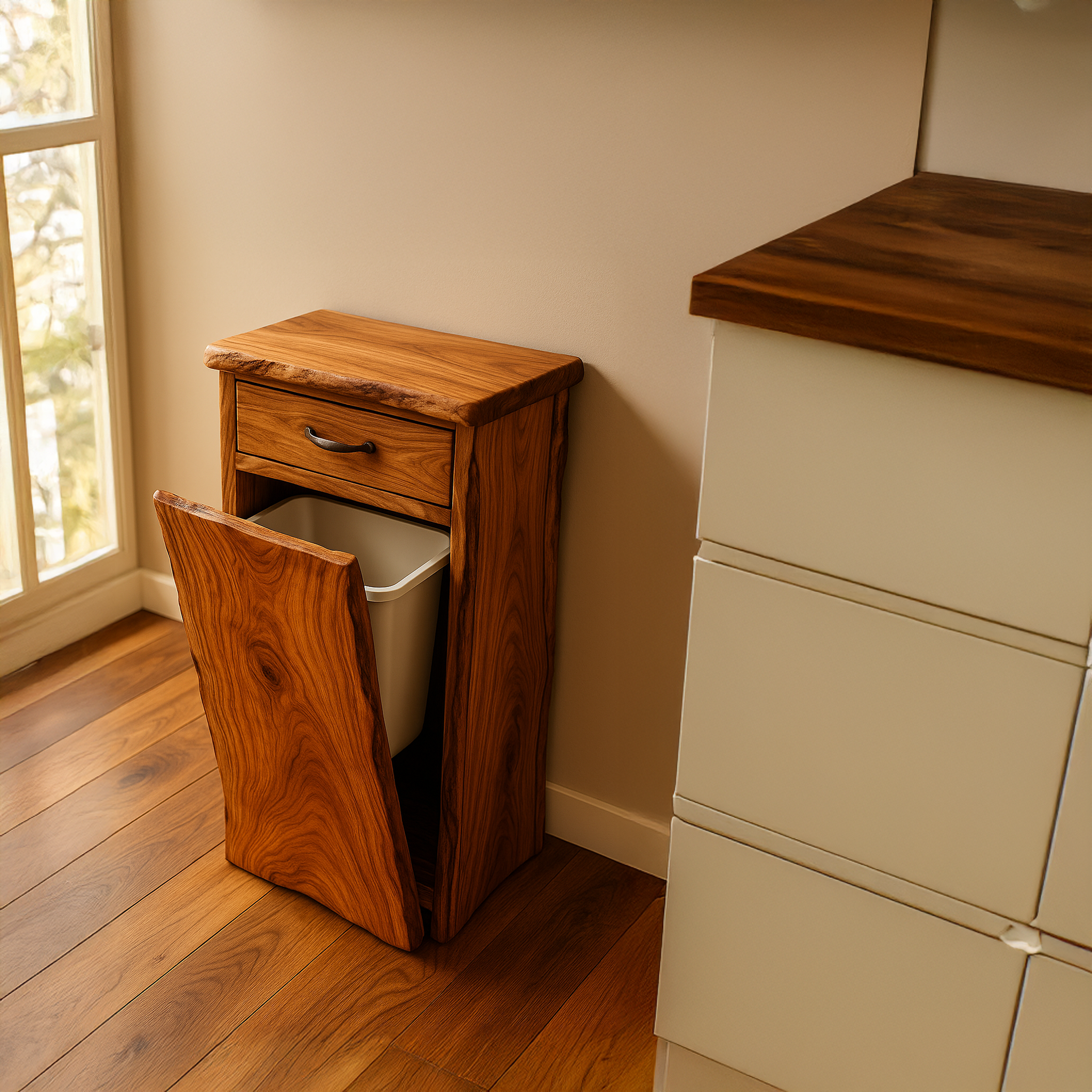 Handcrafted Tilt Out Trash Can Furniture For Kitchen Storage SILDTTRB003