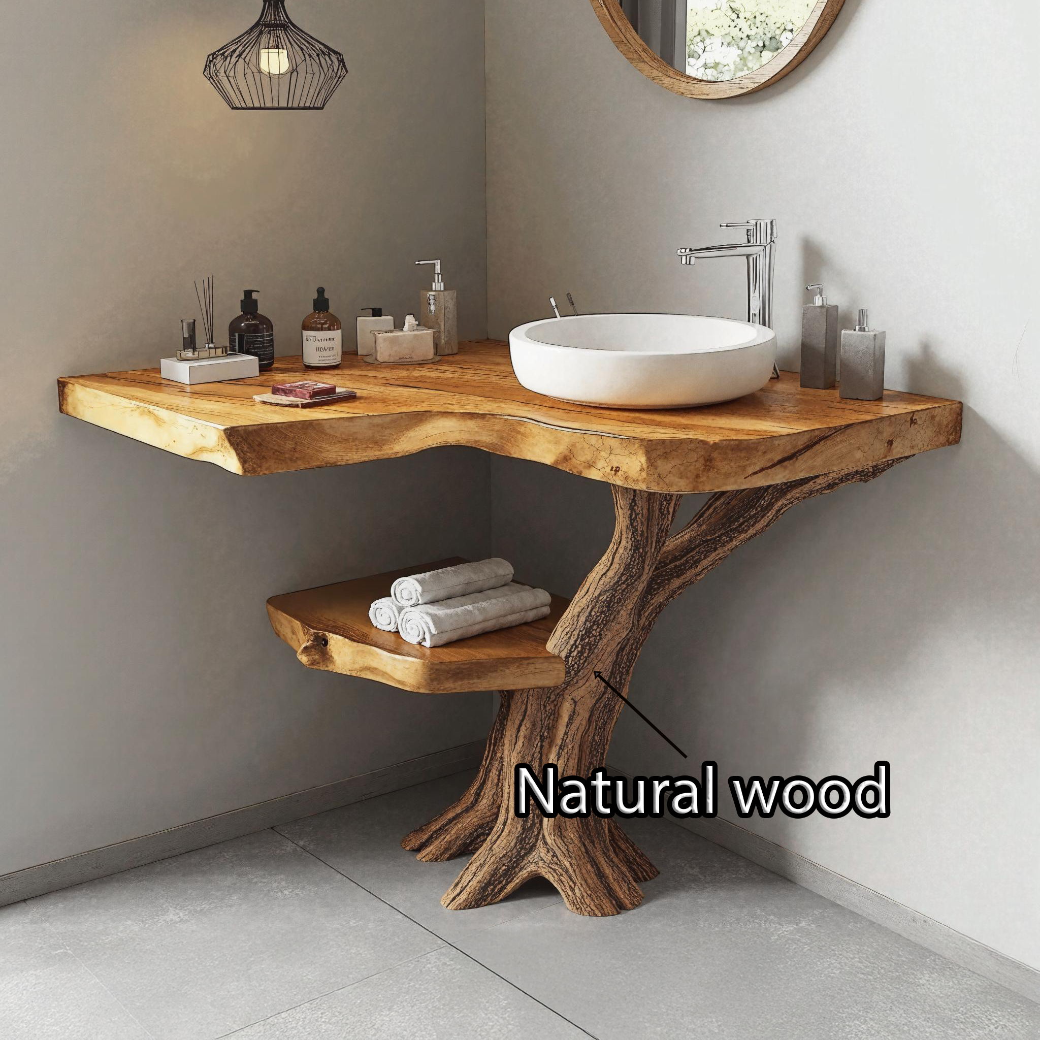 Narrow Corner Bathroom Vanity Built In Sink For Small Bathrooms SILDTBRV169