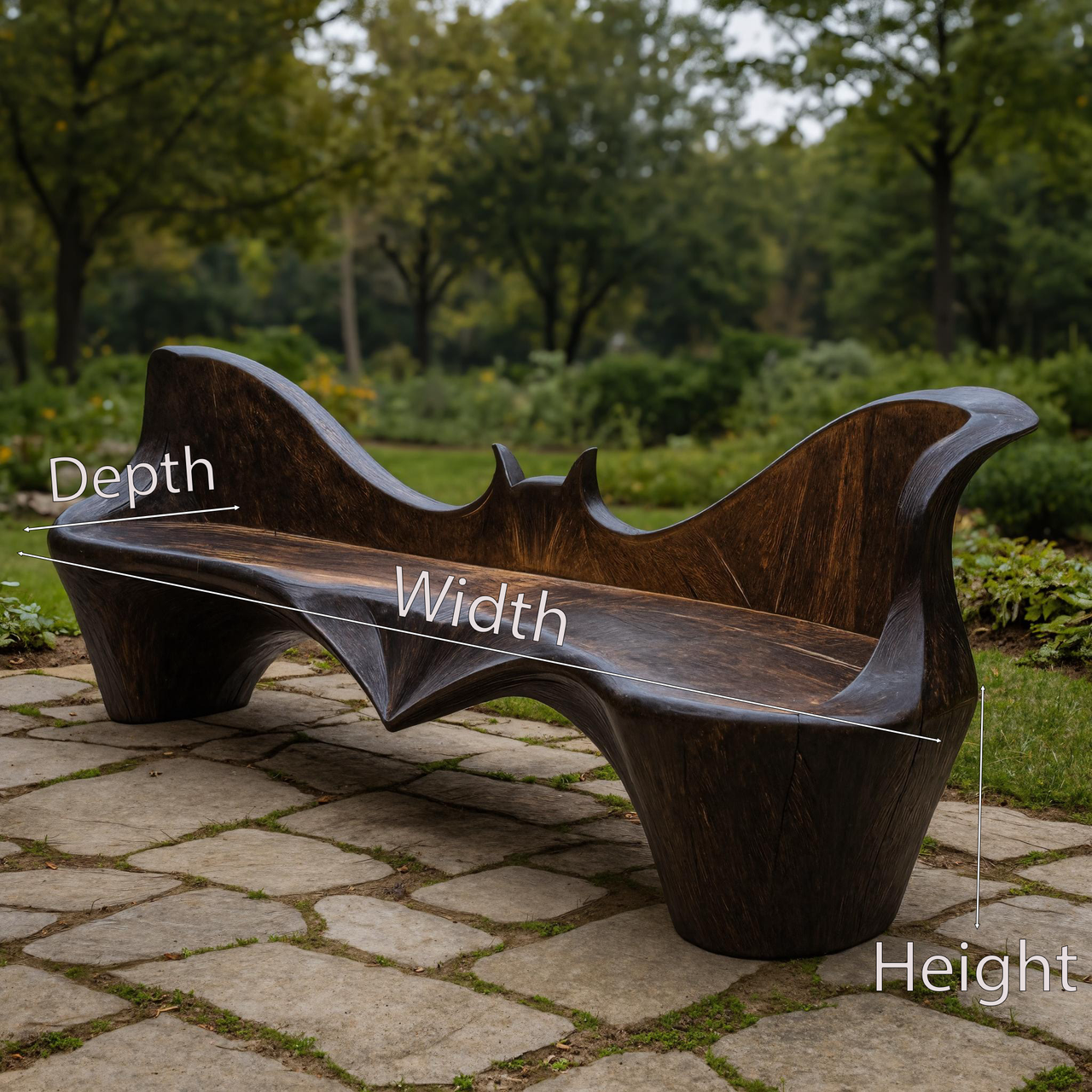 Artistic Sculpted Solid Wood Outdoor Bench With Organic Design For Garden Or Patio SITHHNCHR033