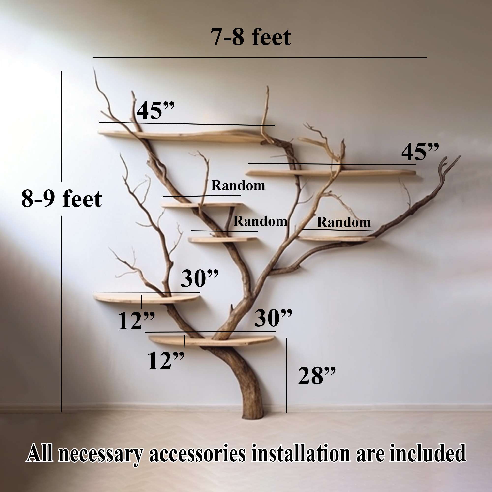 Minimalist Wild Mulberry Wood Bookcase Tree Bookshelf Decor For Living Room SINLTB025