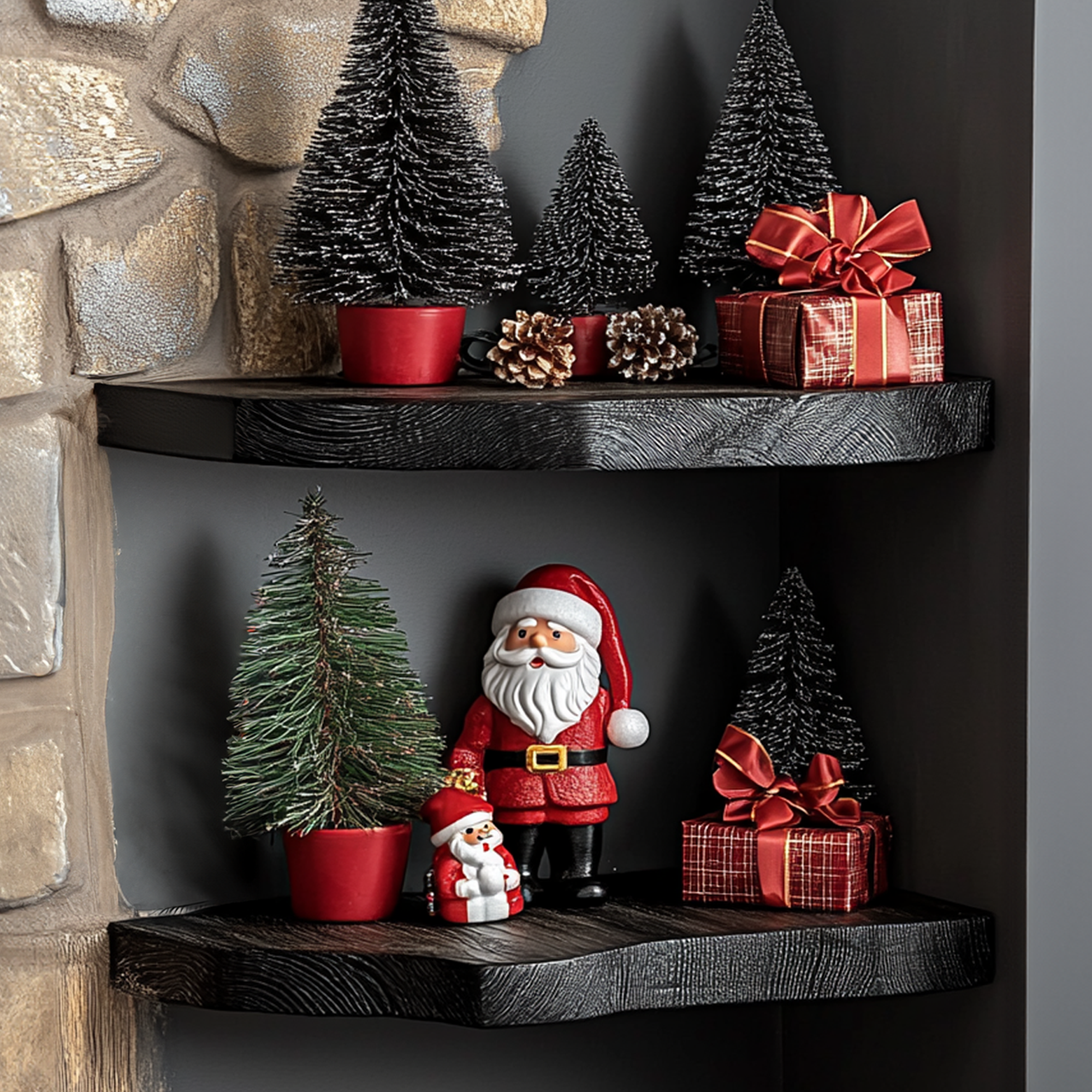 Floating Shelf Live Edge Black Shelf Wall Mounted Christmas Gifts SINLCM015