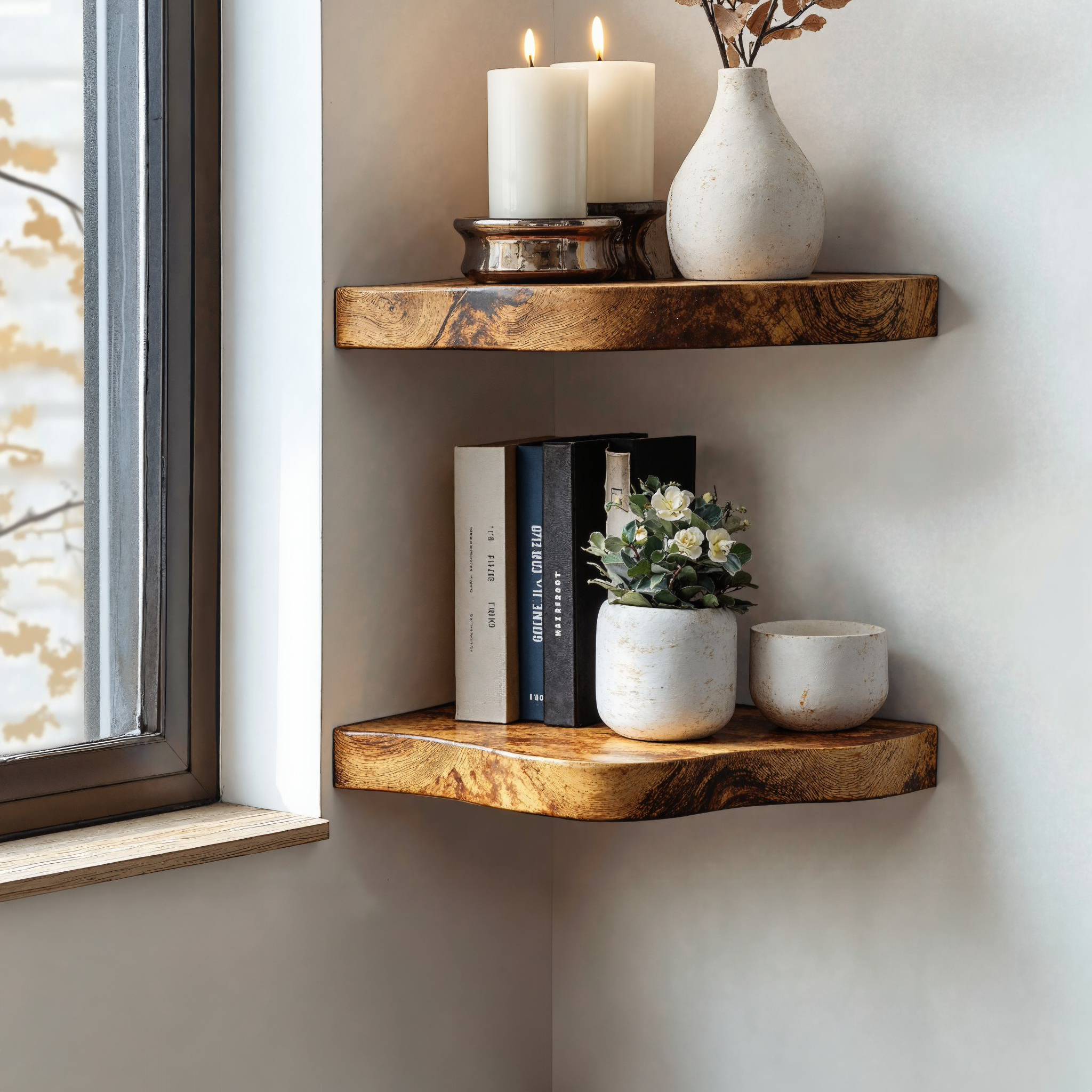 Handcraft Live Edge Corner Shelves Floating Shelves SILDTCN011